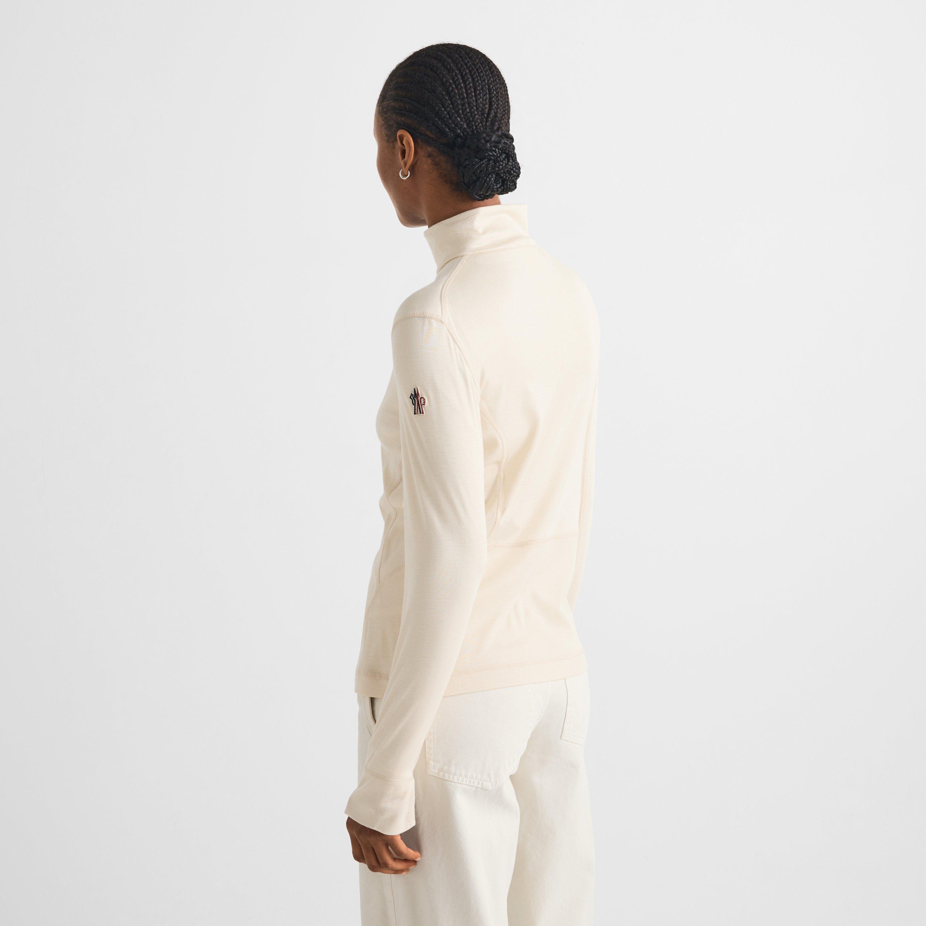 Cream 081 - Moncler - Women's Slim-Fit 1/4 Zip Fleece Top - 4