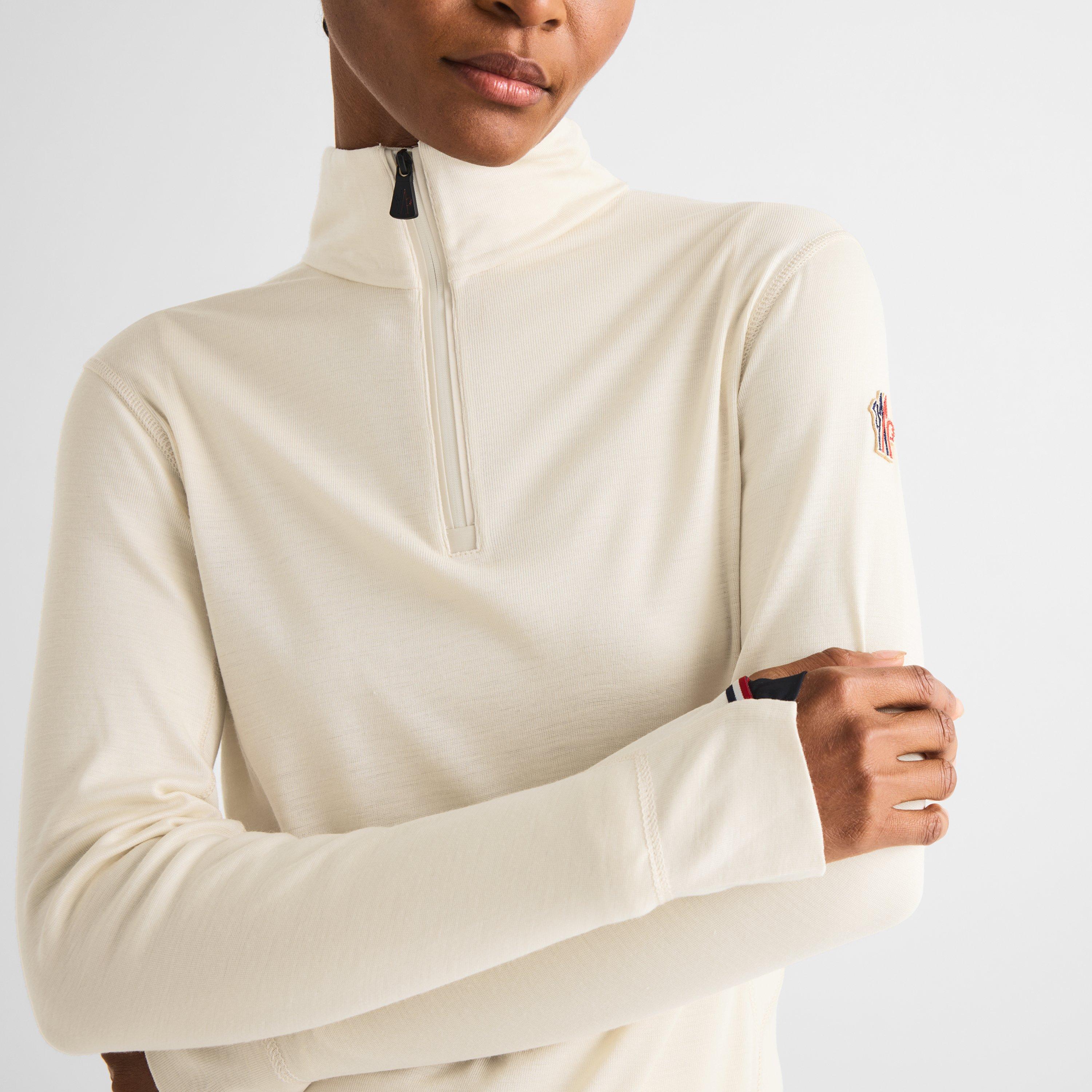 Cream 081 - Moncler - Women's Slim-Fit 1/4 Zip Fleece Top - 5