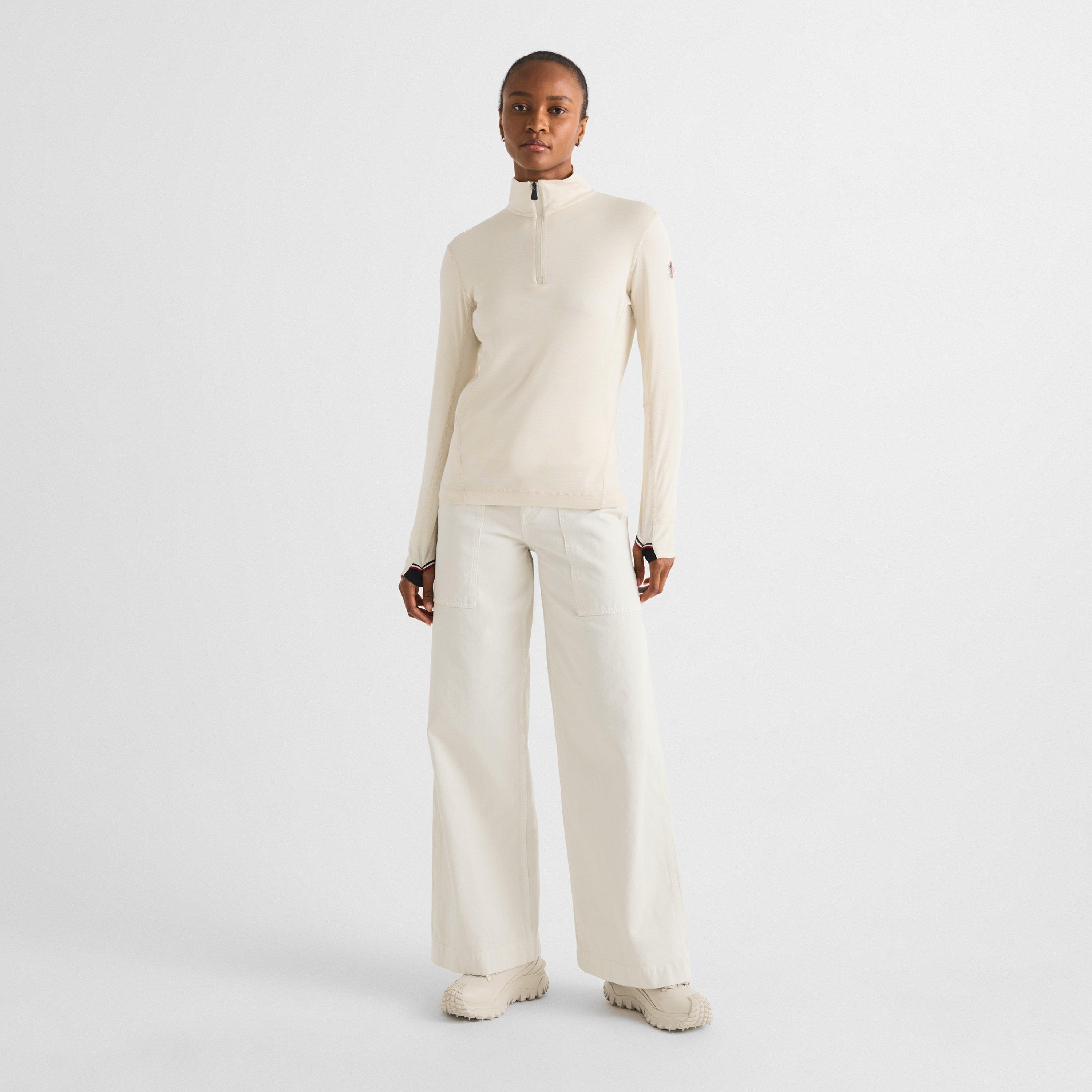 Cream 081 - Moncler - Women's Slim-Fit 1/4 Zip Fleece Top - 6