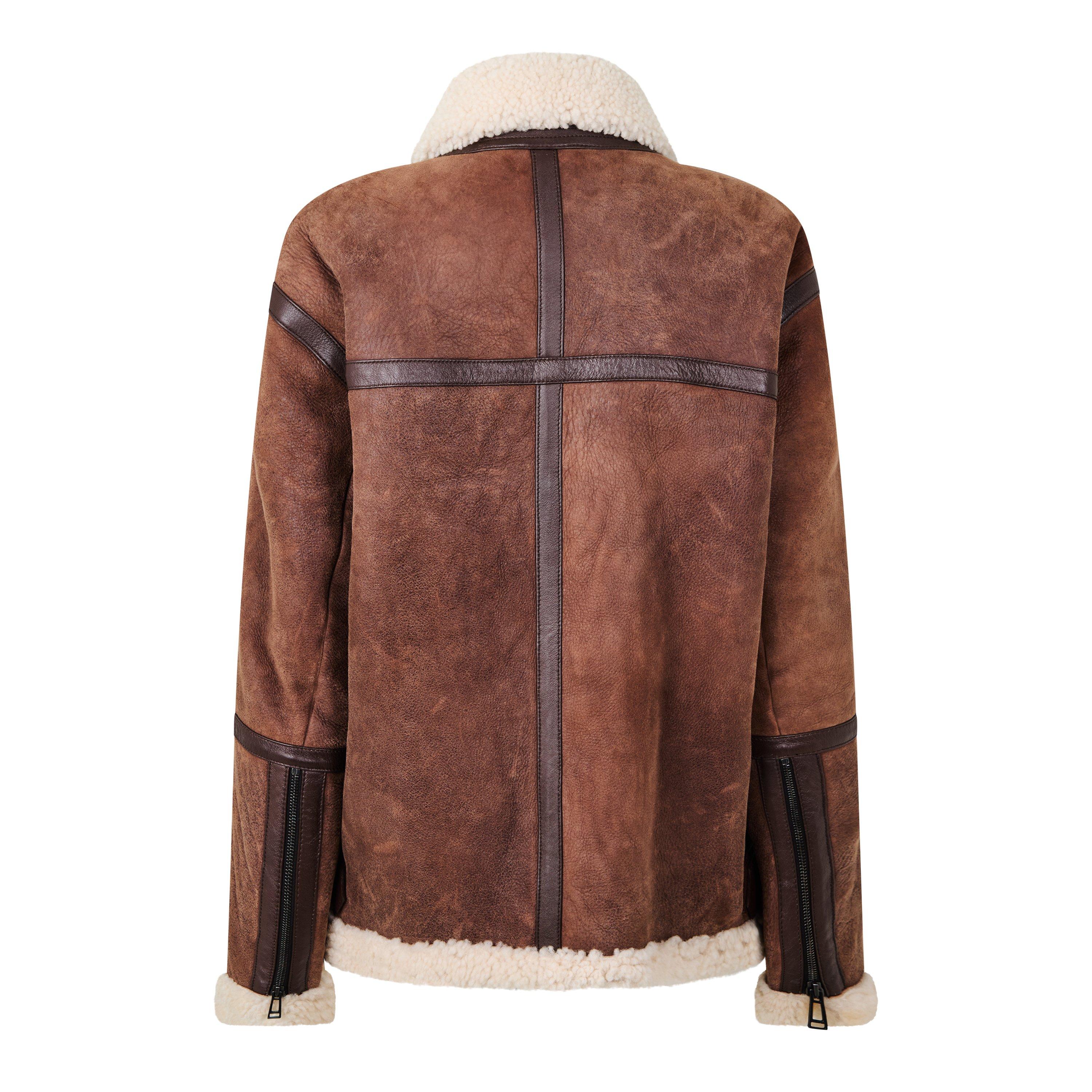 Saddle Brwn/Crd - Belstaff - Women's Launch Leather Jacket - 2