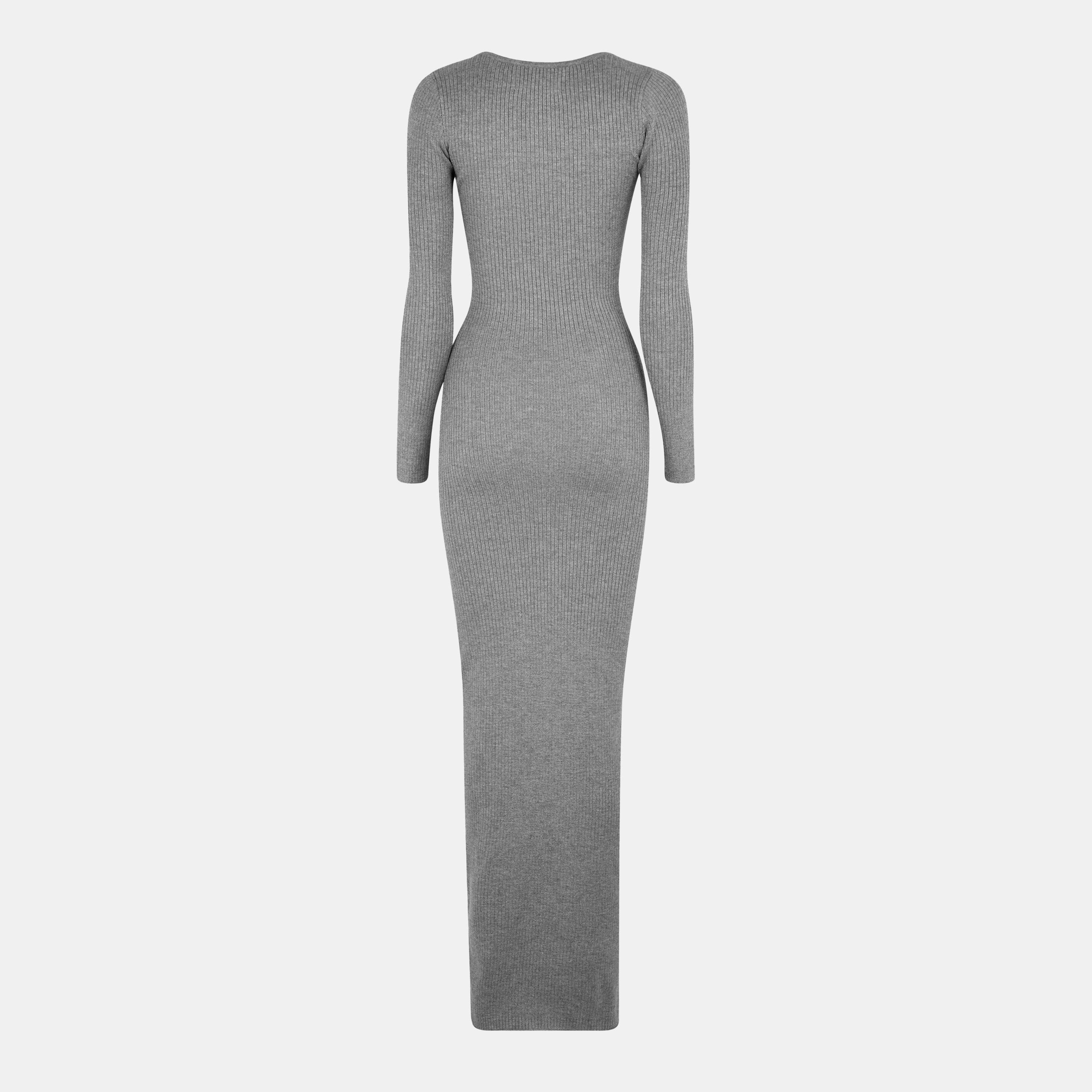 Charcoal Marl - Jack Wills - JW Square Neck Maxi Knitted Jumper Dress - 2