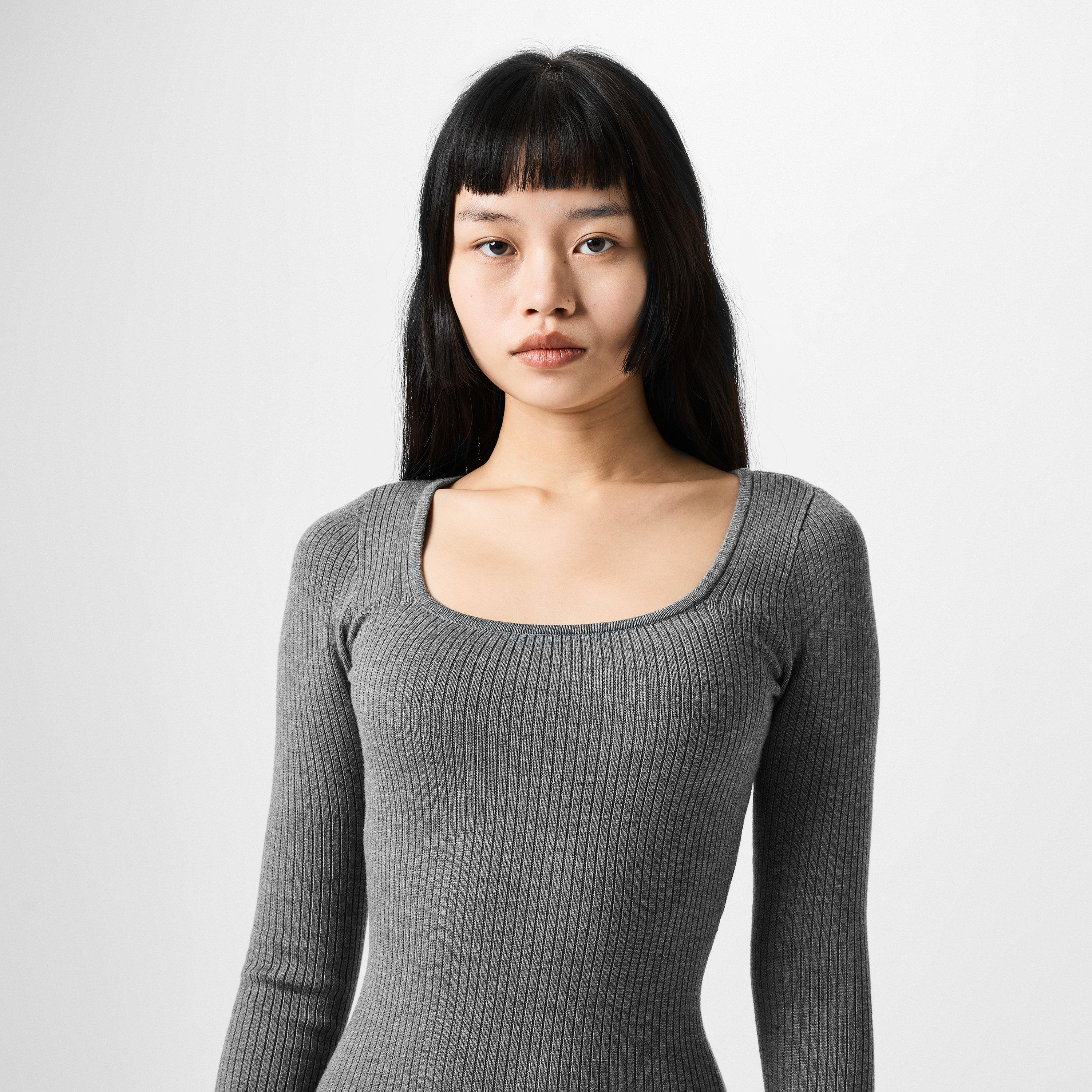 Charcoal Marl - Jack Wills - JW Square Neck Maxi Knitted Jumper Dress - 3