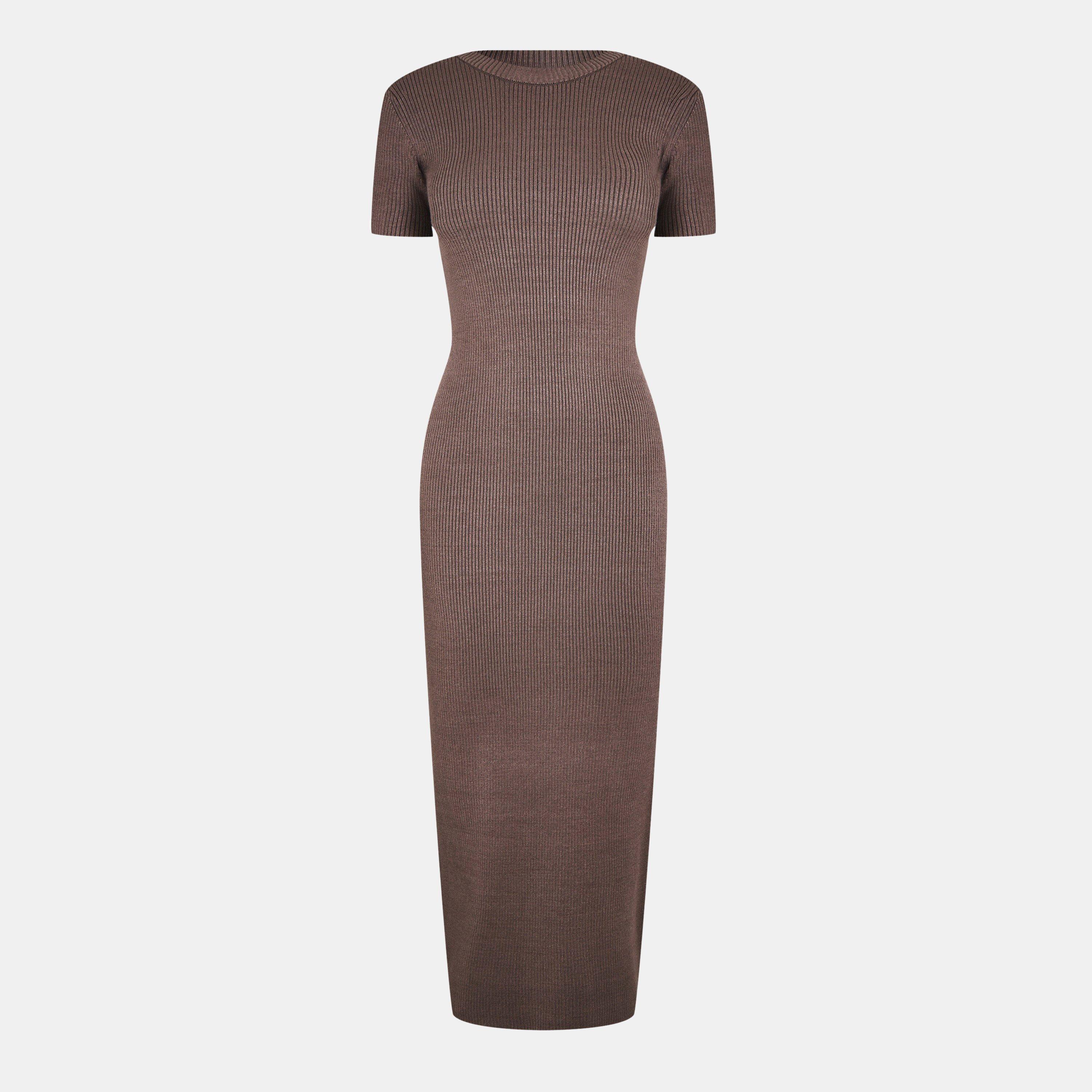 Mocha - Jack Wills - Women's Travel Rib Midi Knitted Jumper Dress - 1