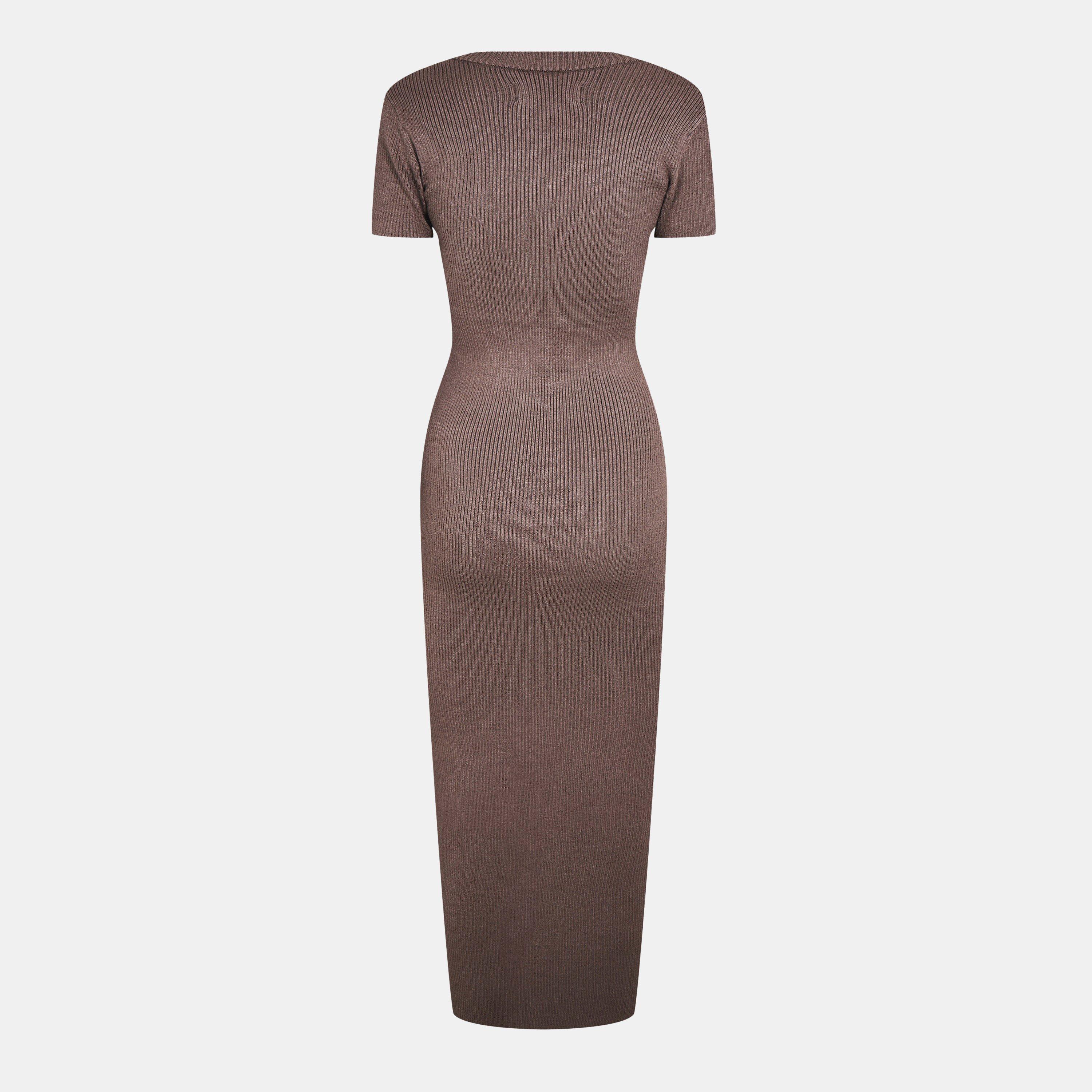 Mocha - Jack Wills - Travel Rib Midi Knitted Jumper Dress - 2