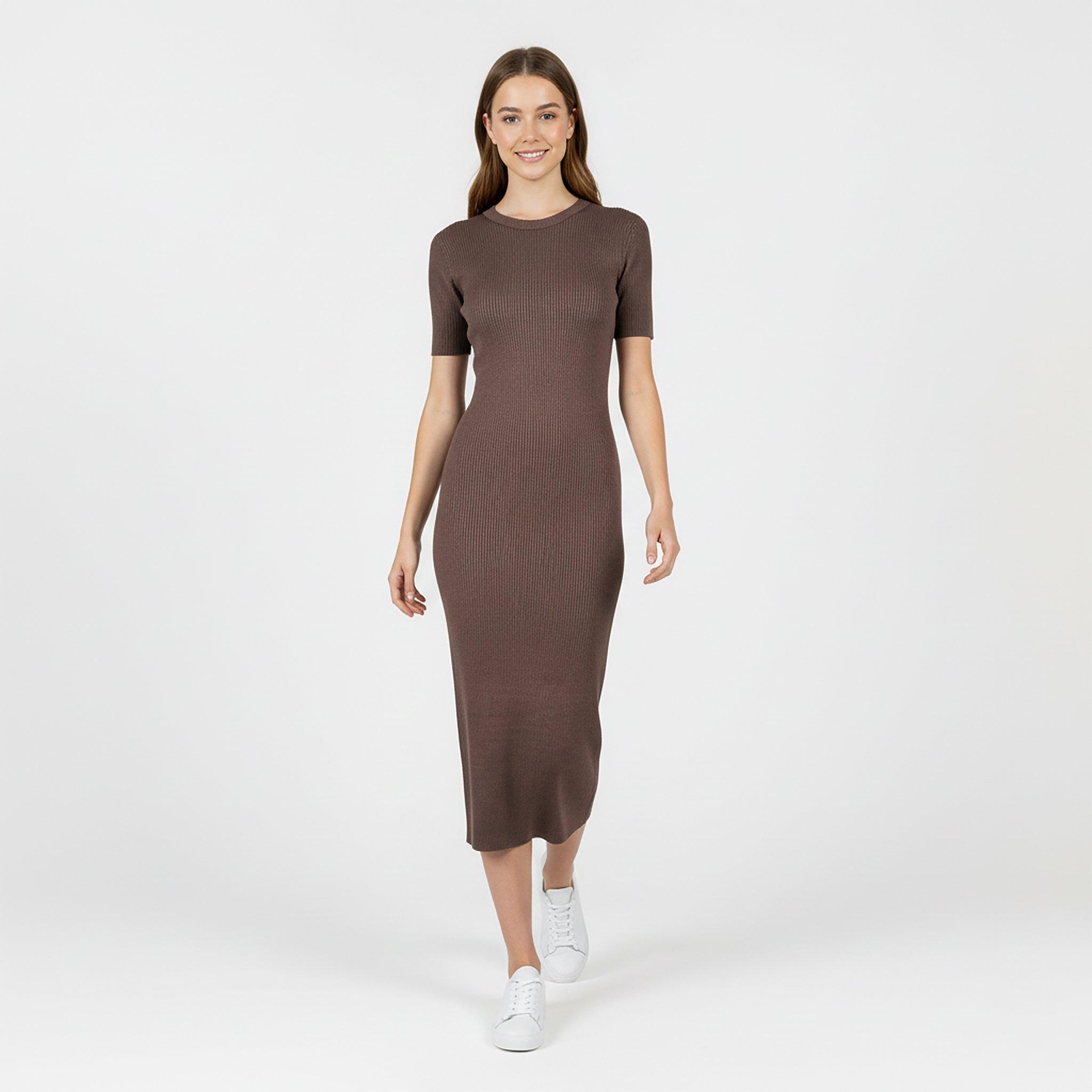 Mocha - Jack Wills - Travel Rib Midi Knitted Jumper Dress - 5