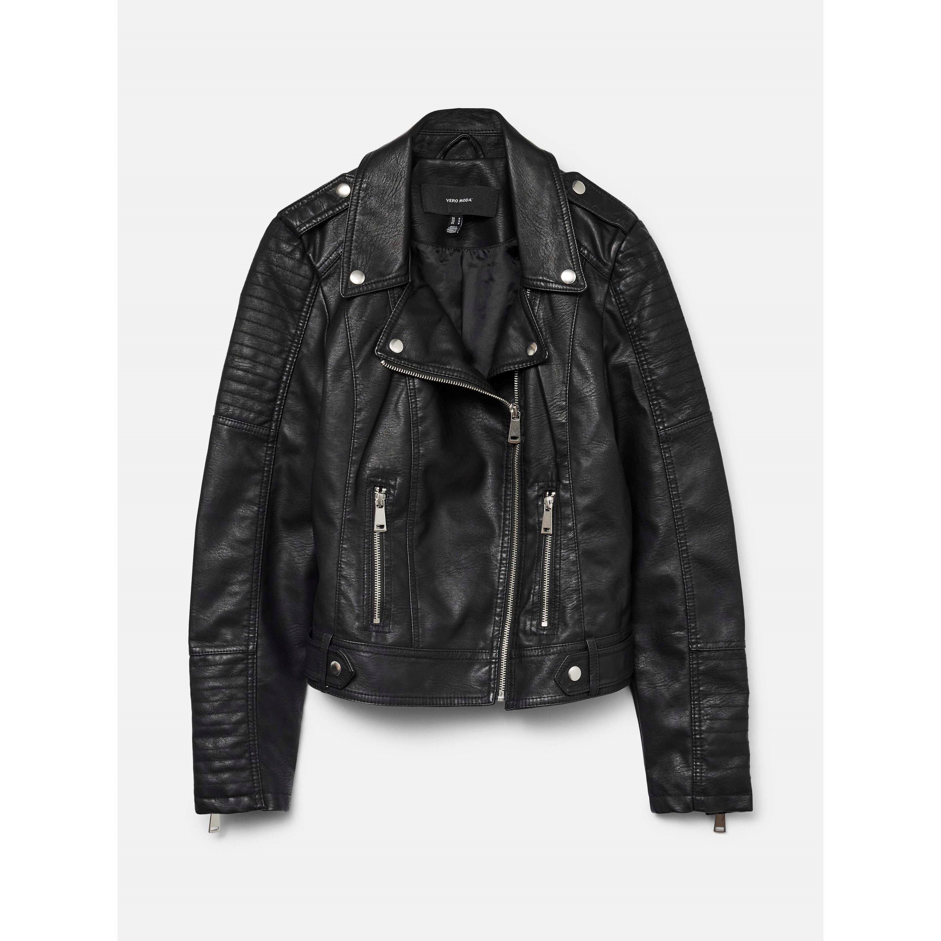 Vero Moda Women's Coated Faux Leather Jacket - Black - 8 (XS)