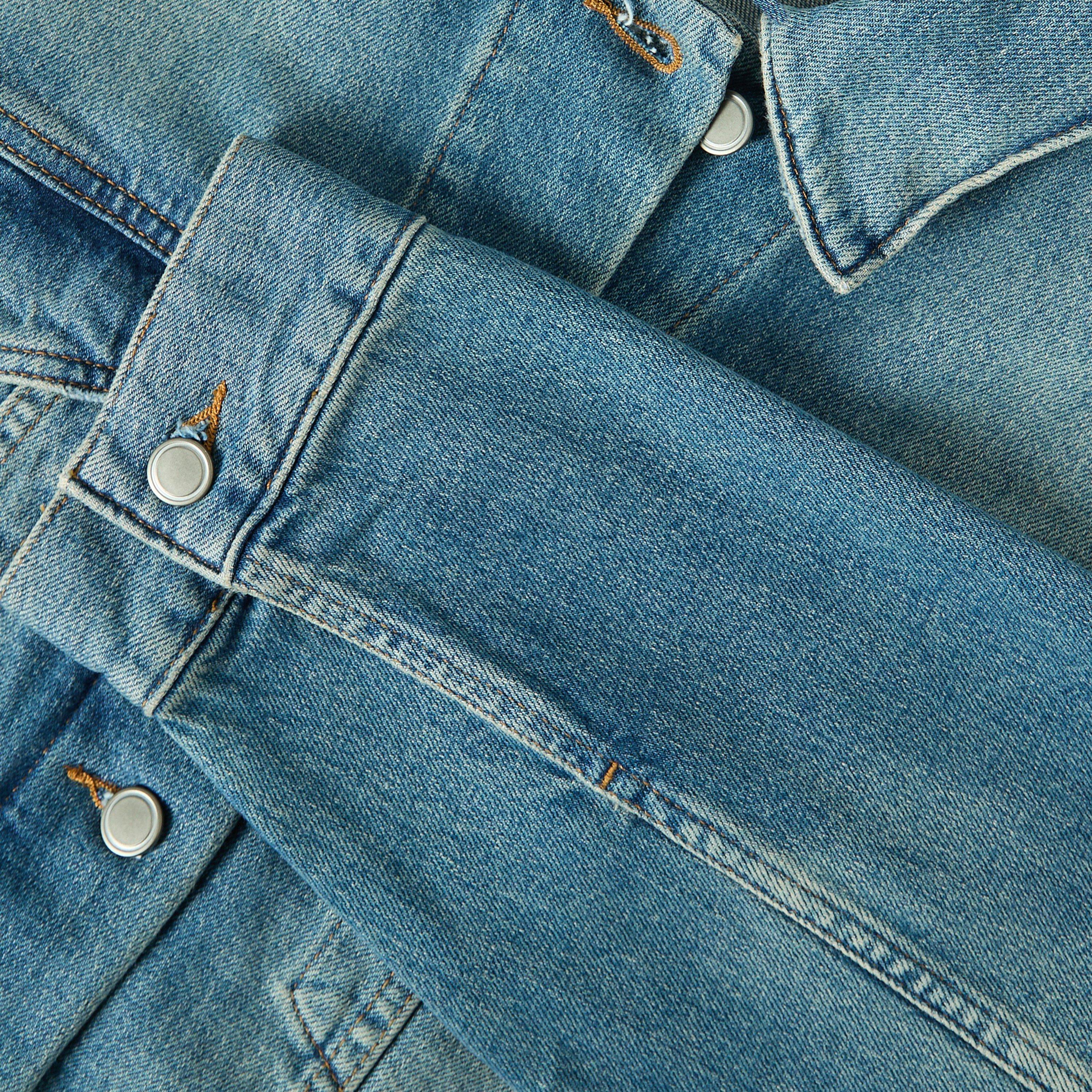 Indigo - Good American - Women's Cropped Tracker Denim Jacket - 5