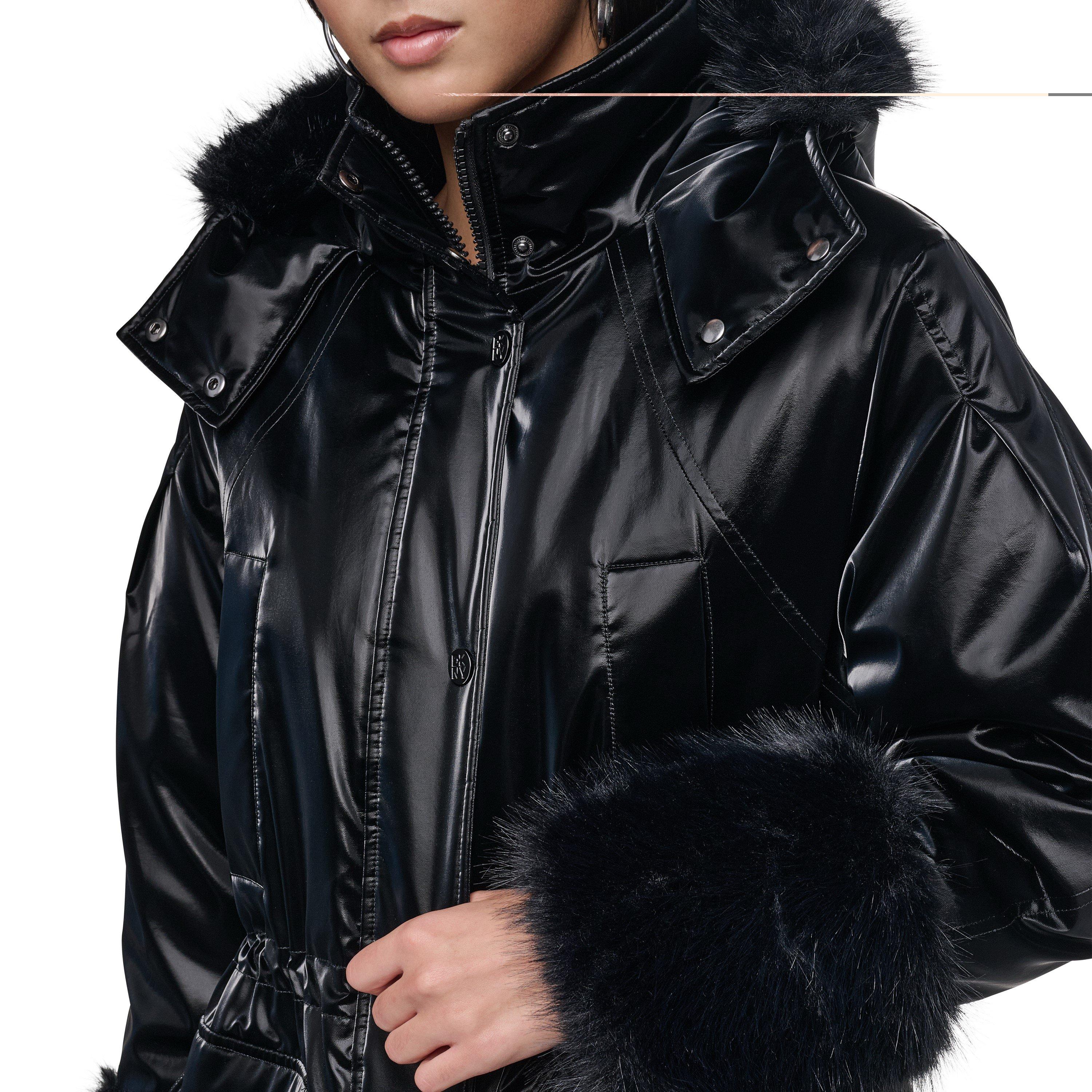 Preto - DKNY - DKNY Faux Fur LngJkt Ld64 - 7