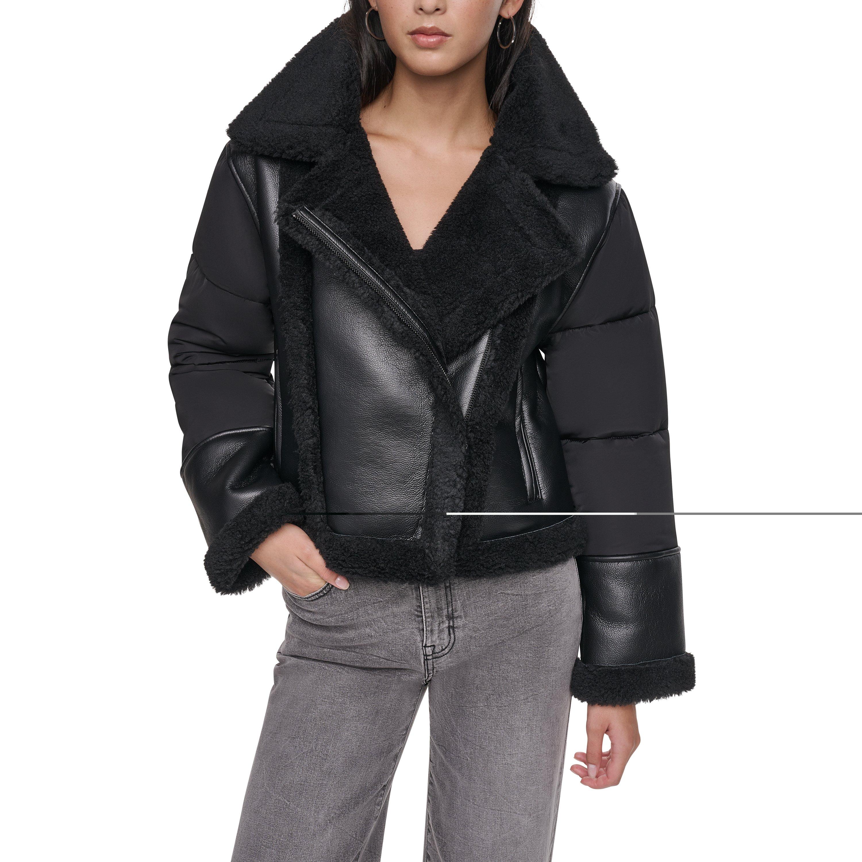 Black/Black - DKNY - DKNY Faux Fur Jkt Ld64 - 1