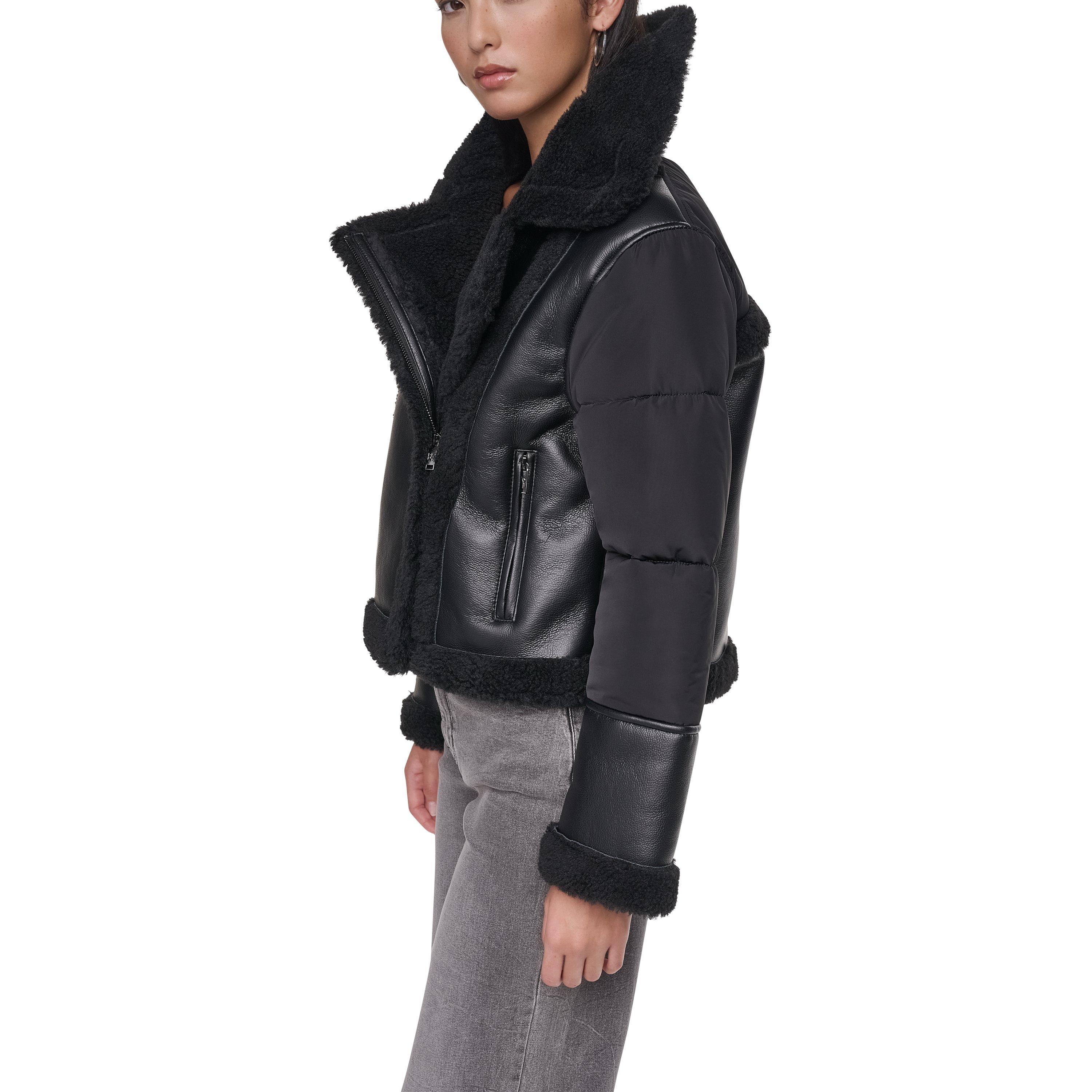 Black/Black - DKNY - DKNY Faux Fur Jkt Ld64 - 2