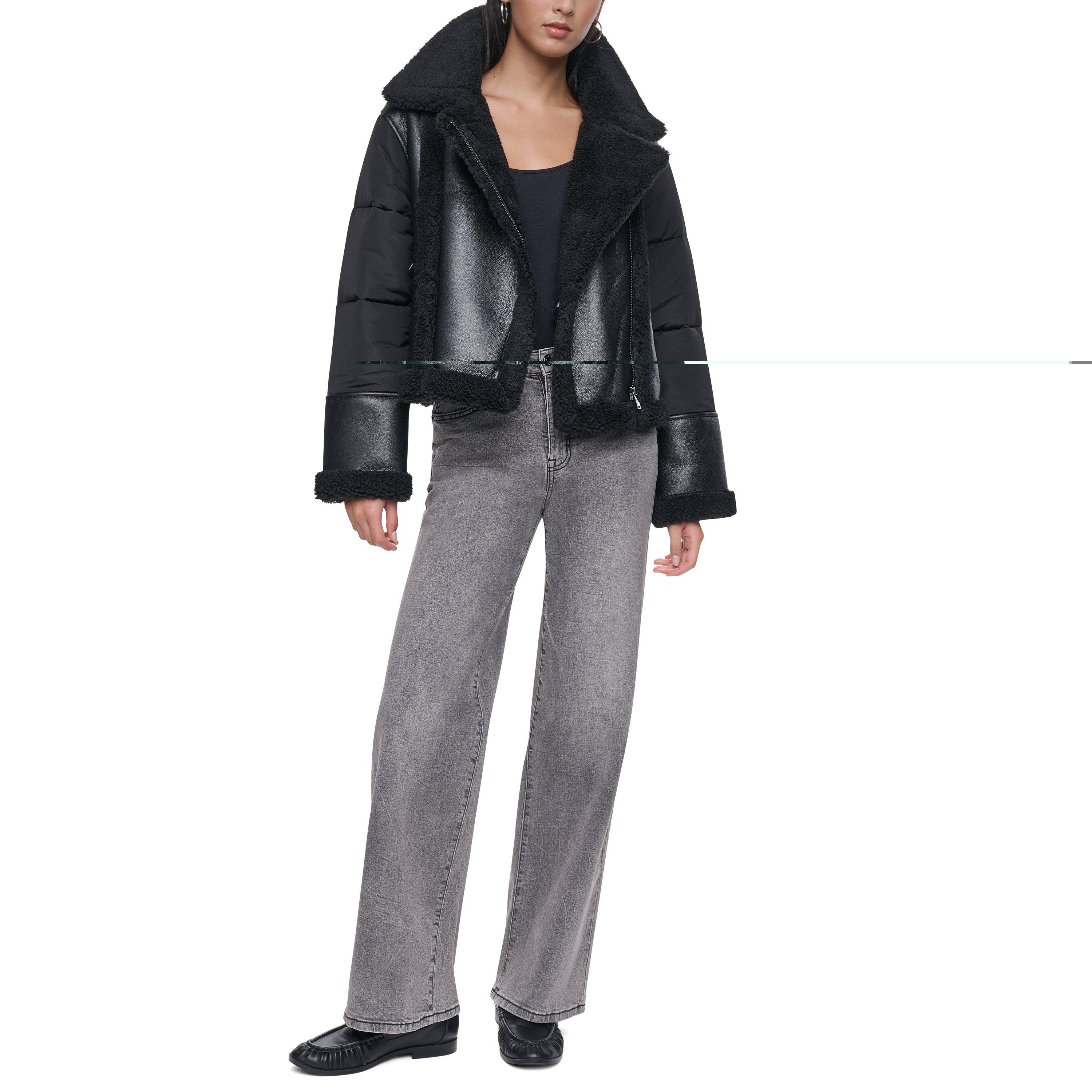 Black/Black - DKNY - DKNY Faux Fur Jkt Ld64 - 4
