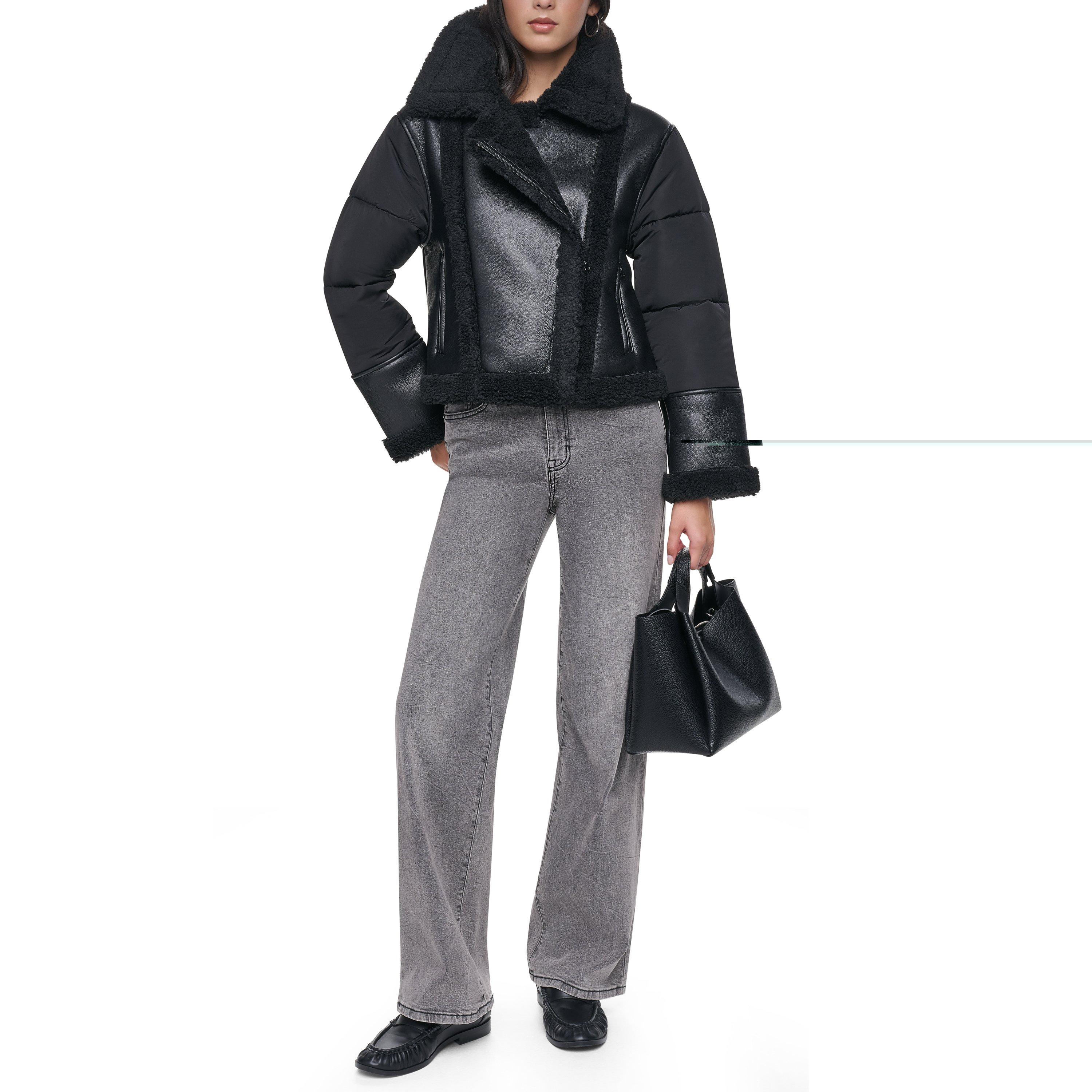 Black/Black - DKNY - DKNY Faux Fur Jkt Ld64 - 7