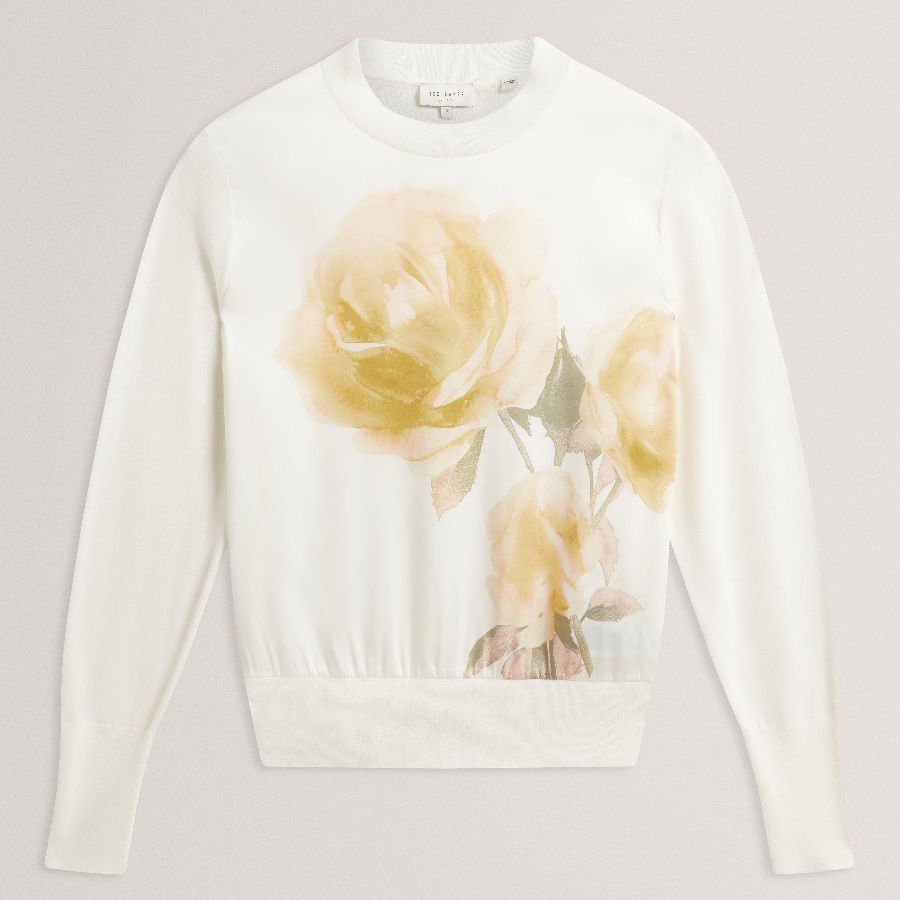 IVORY - Ted Baker - Womens Long Sleeve Printed Front Sweatshirt - 1