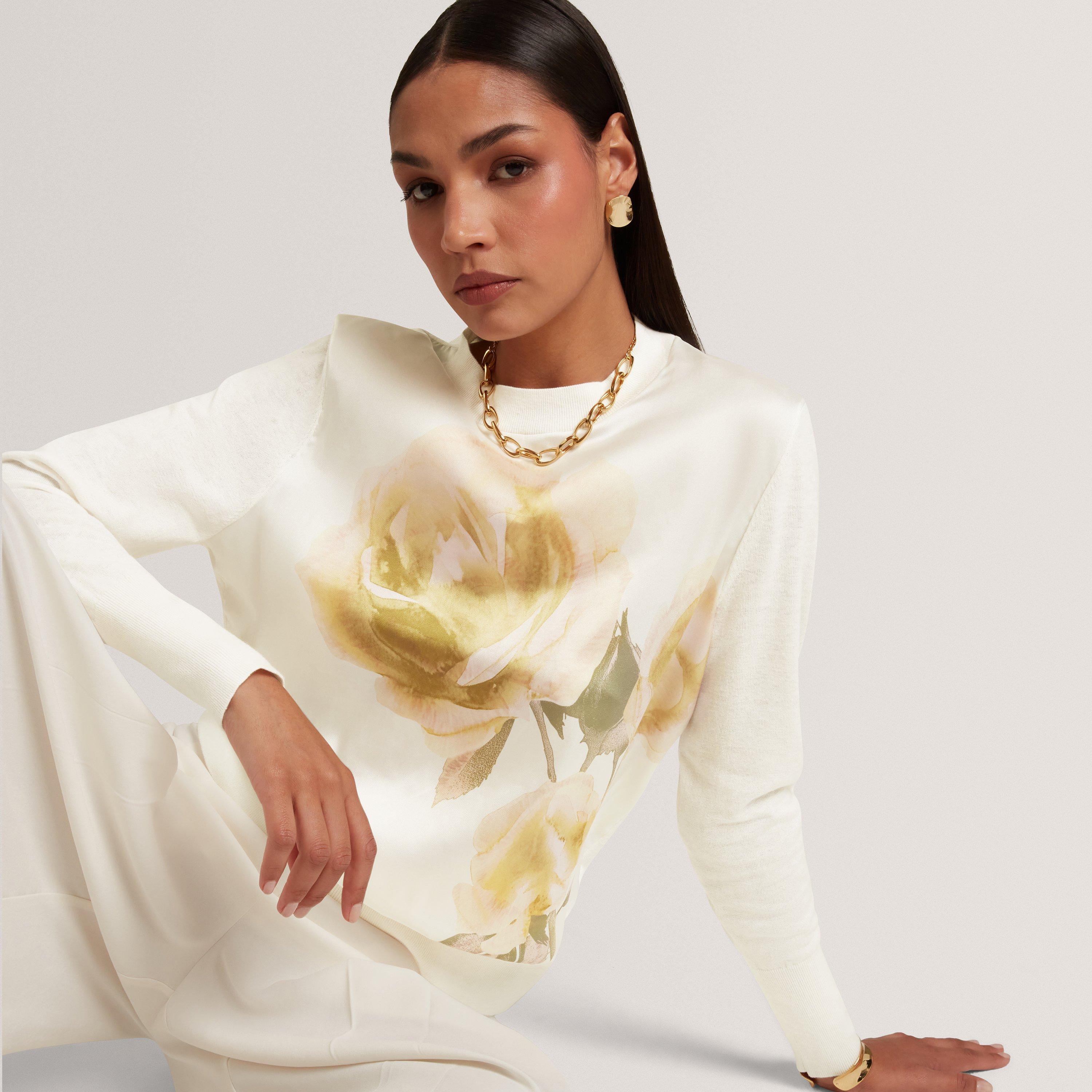 IVORY - Ted Baker - Women's Long Sleeve Printed Crew Sweatshirt - 2