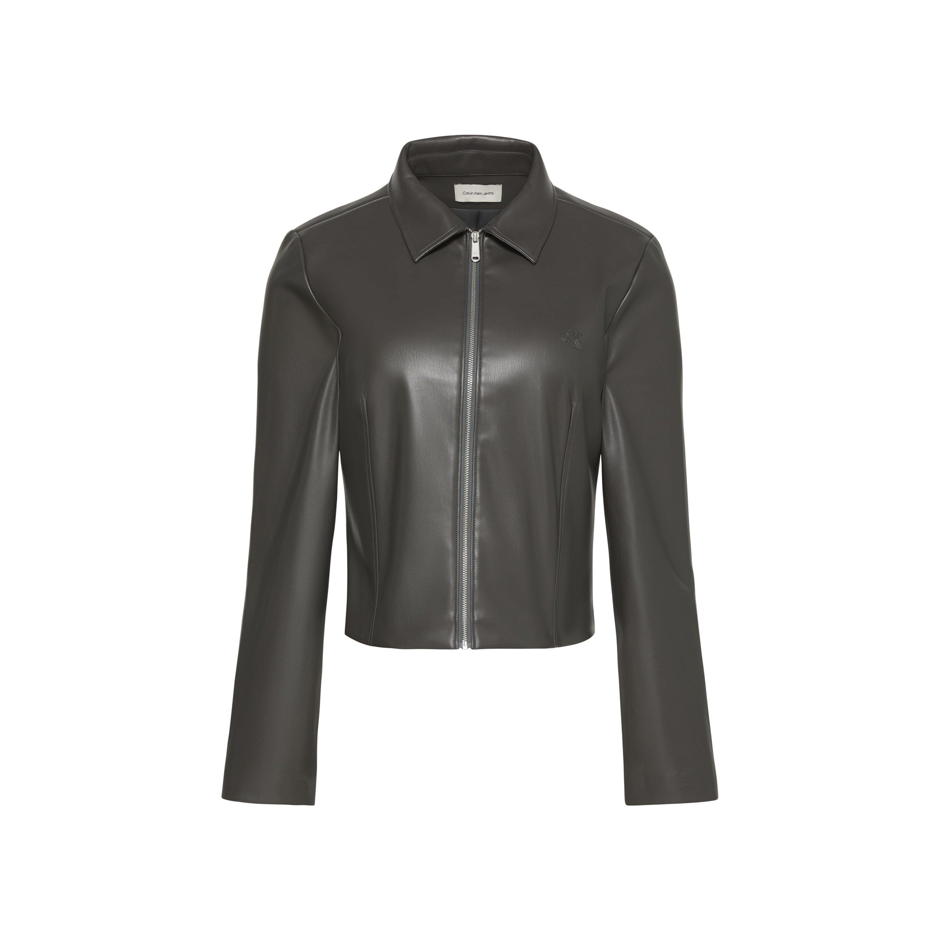 Grey - Calvin Klein Jeans - Women's Faux Leather Jacket - 1