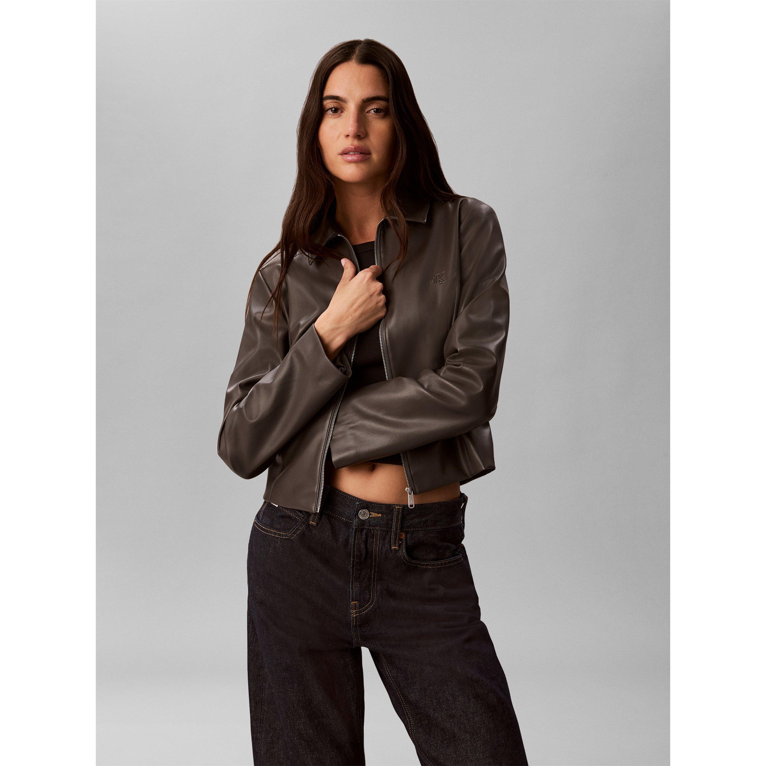 Grey - Calvin Klein Jeans - Women's Faux Leather Jacket - 2
