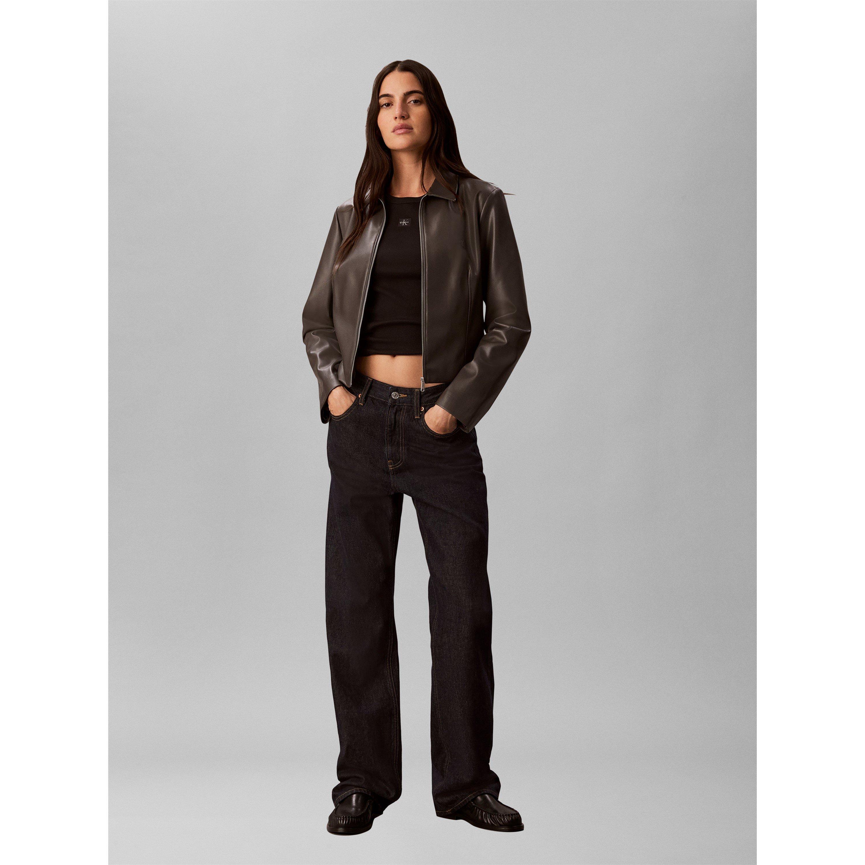 Grey - Calvin Klein Jeans - Women's Faux Leather Jacket - 3