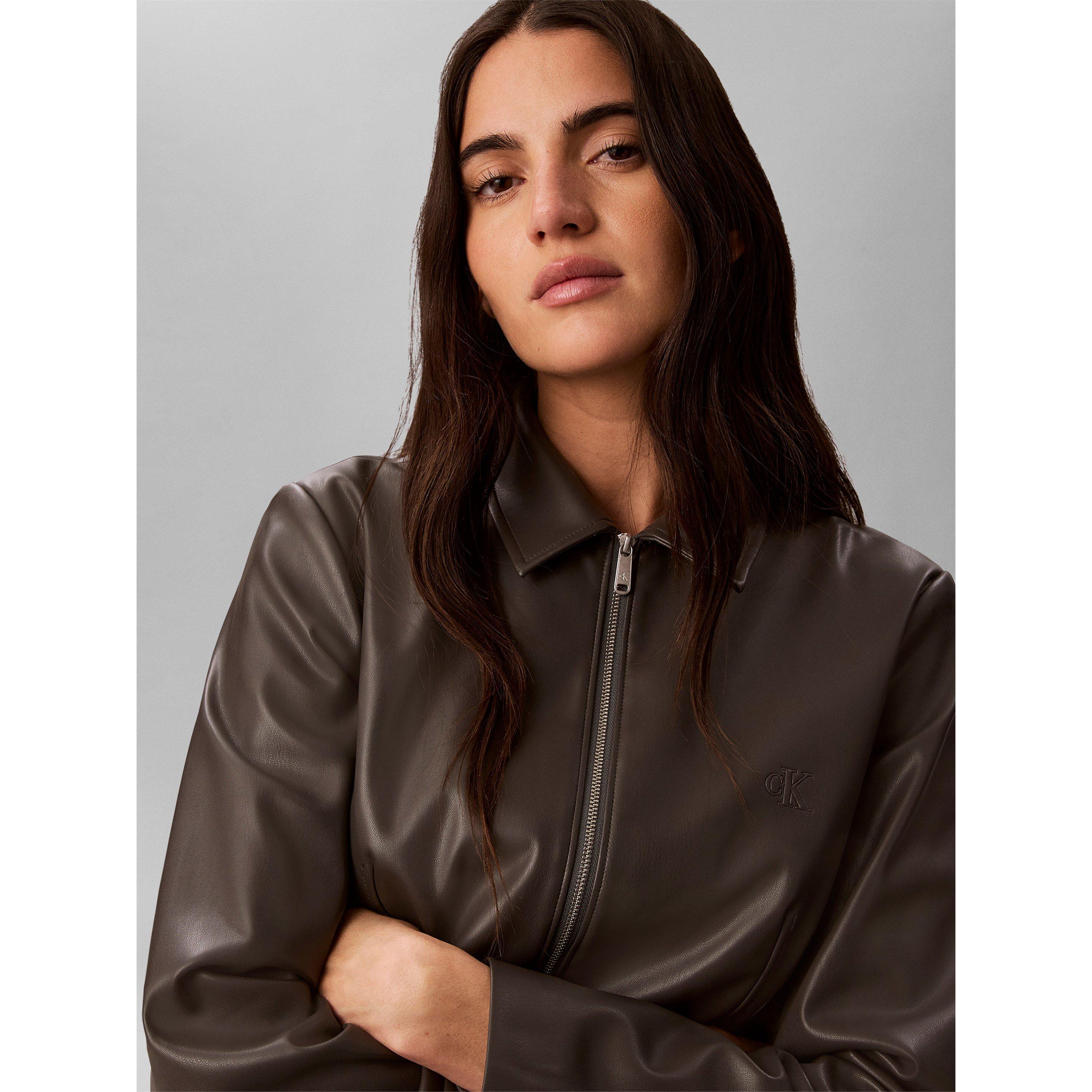 Grey - Calvin Klein Jeans - Women's Faux Leather Jacket - 5