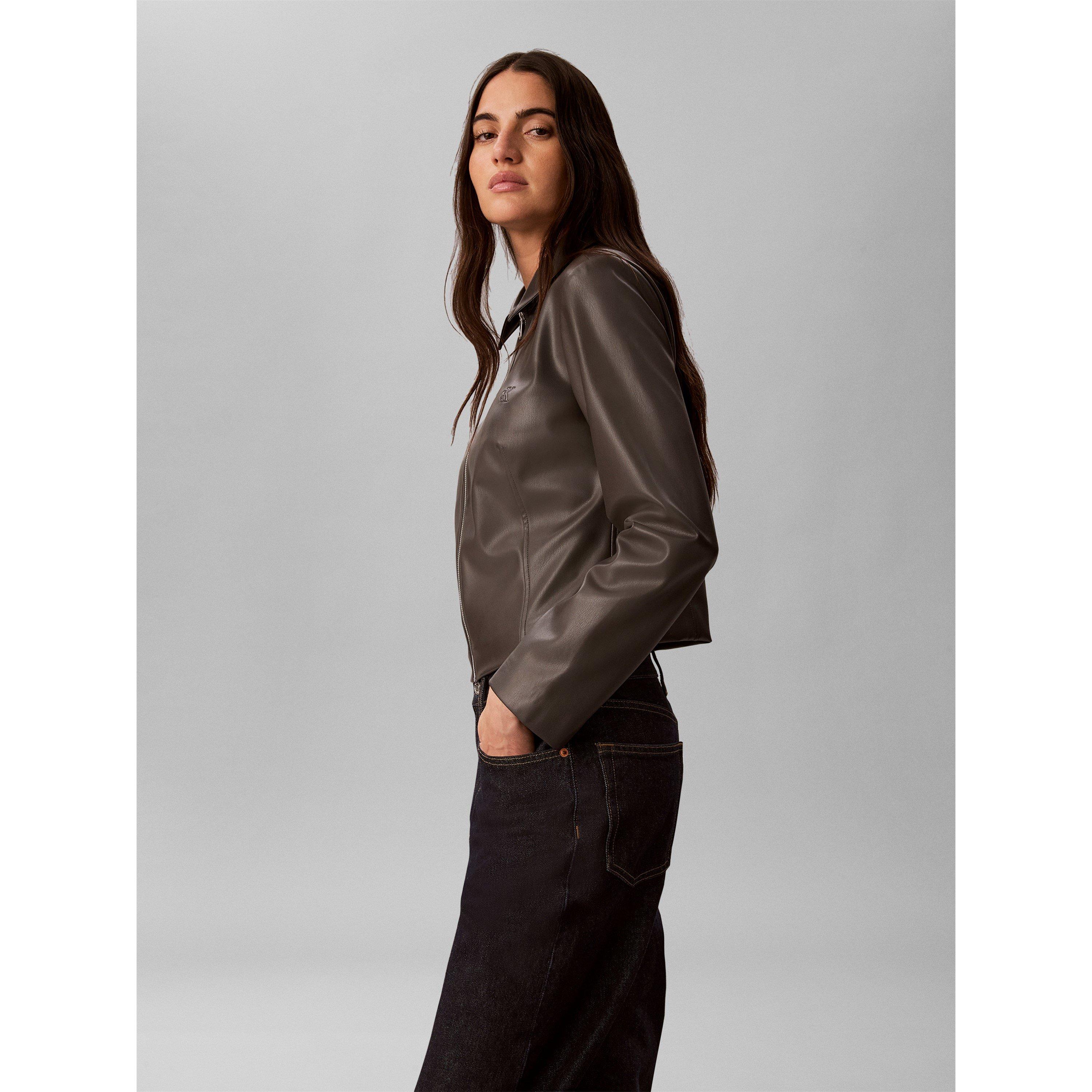 Grey - Calvin Klein Jeans - Women's Faux Leather Jacket - 6