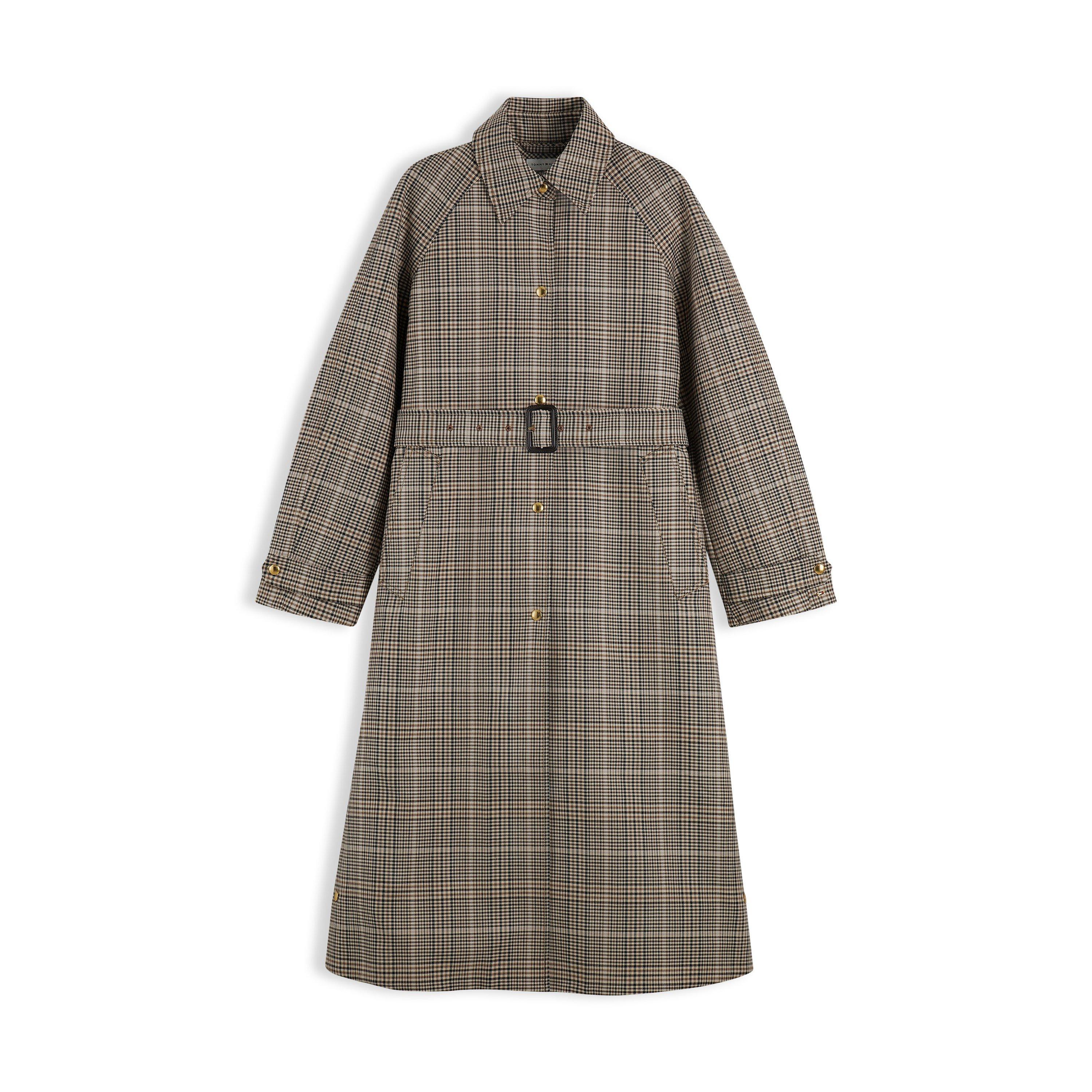 Brown Check 01 - Tommy Hilfiger - Women's Check Cotton Trench Coat - 1