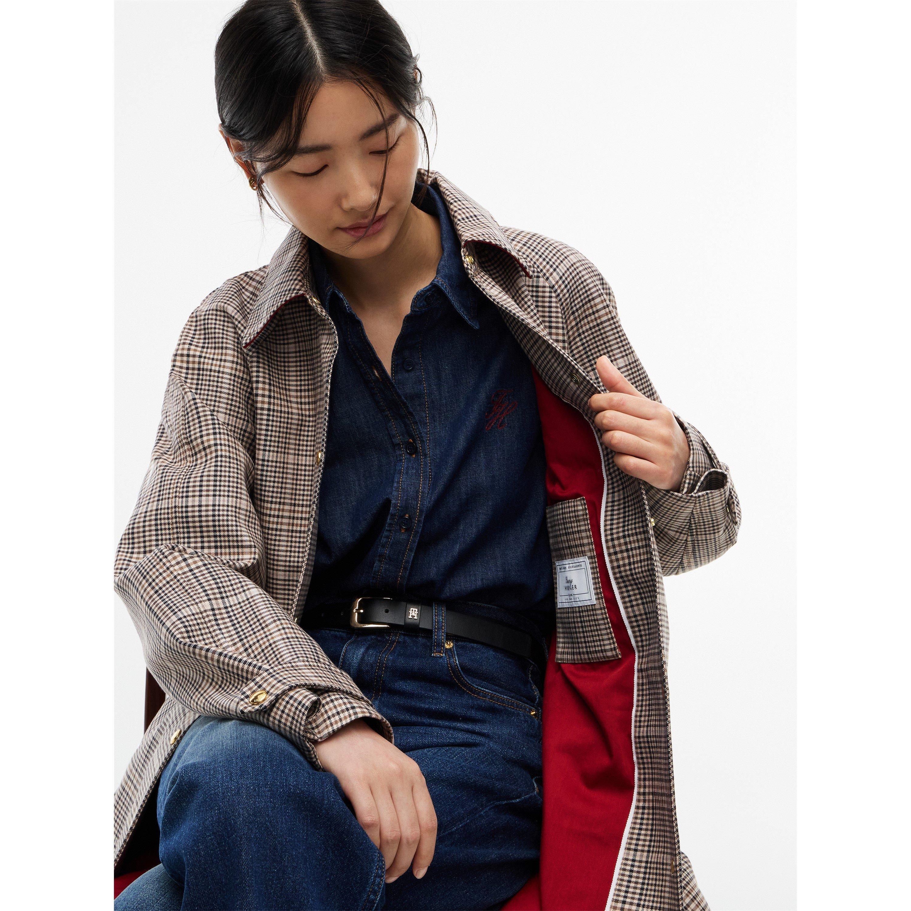 Brown Check 01 - Tommy Hilfiger - Women's Check Cotton Trench Coat - 3