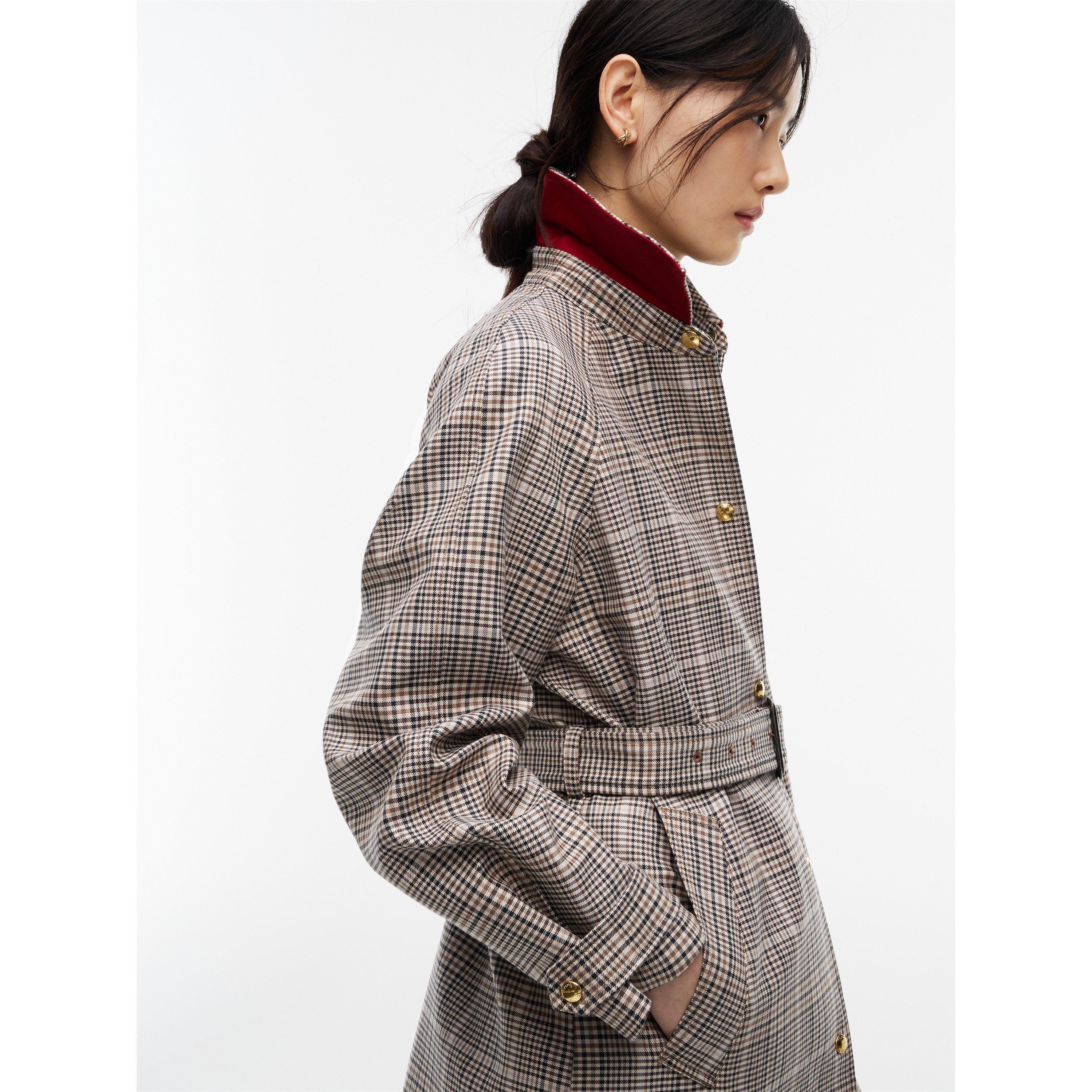Brown Check 01 - Tommy Hilfiger - Women's Check Cotton Trench Coat - 4