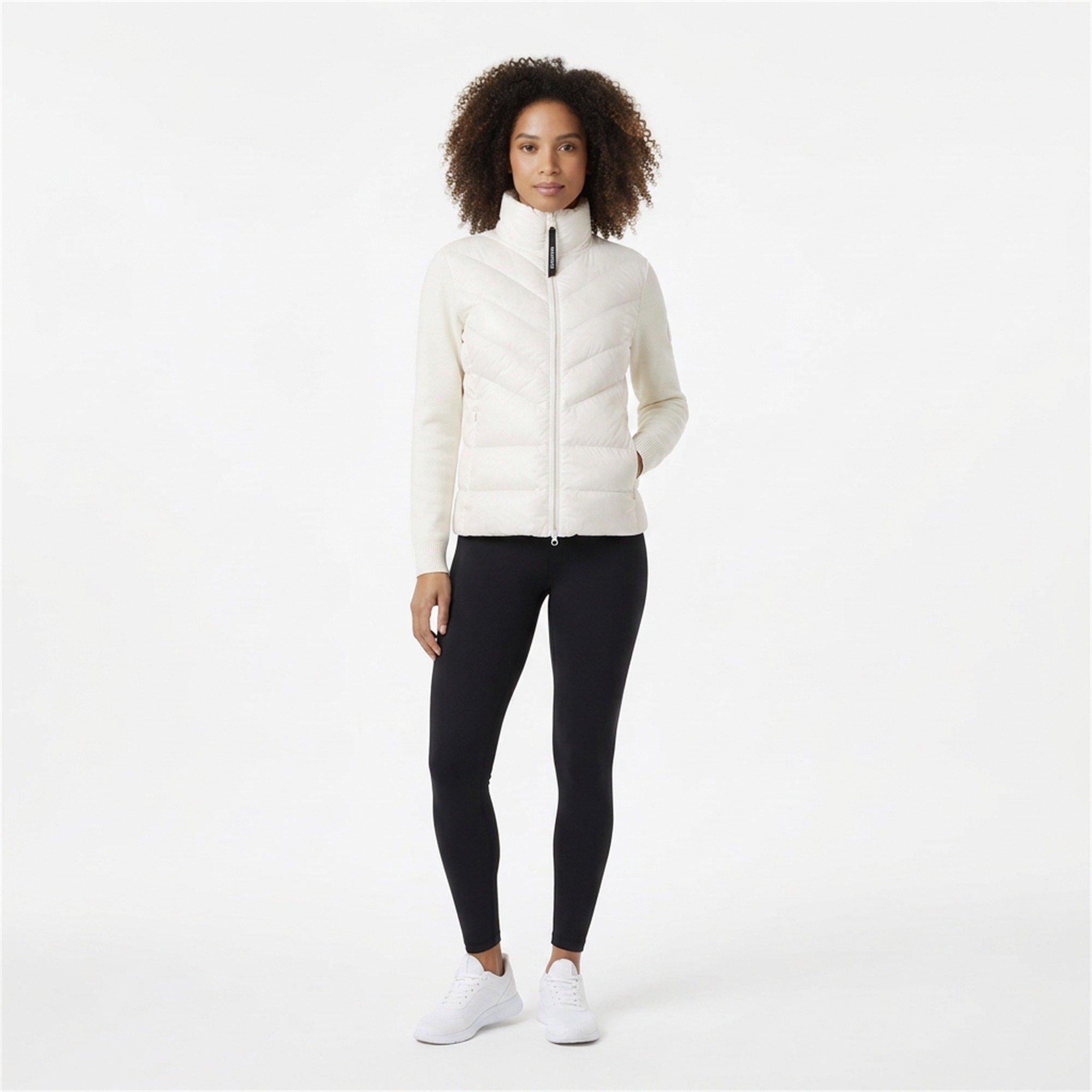 Cream - Arctic Army - Womens Ocean Quilted Funnel-Neck Hybrid Cardigan - 7