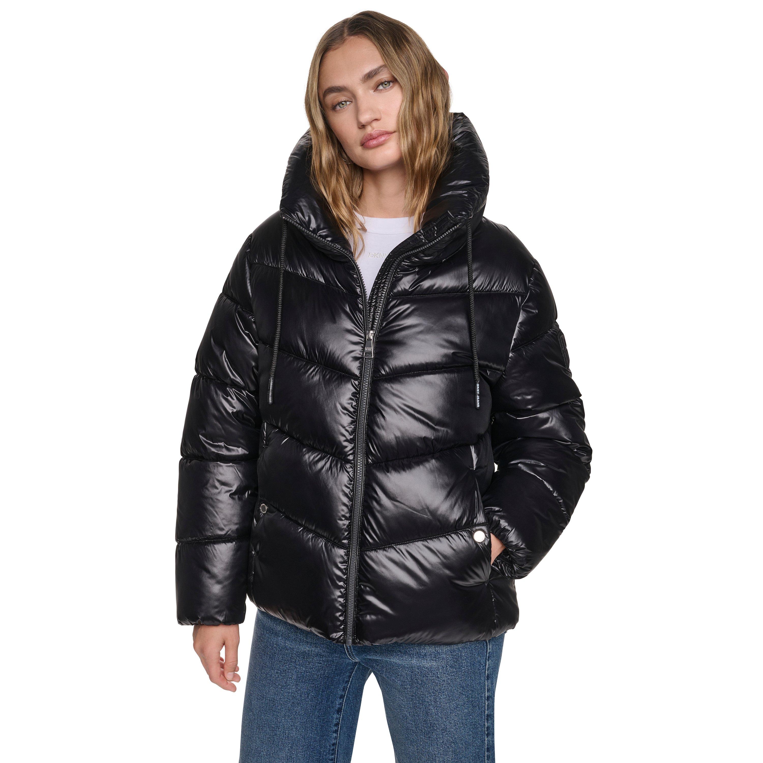 Met Black - DKNY - DKNY Puffer Coat w/ Drama Collar - 1