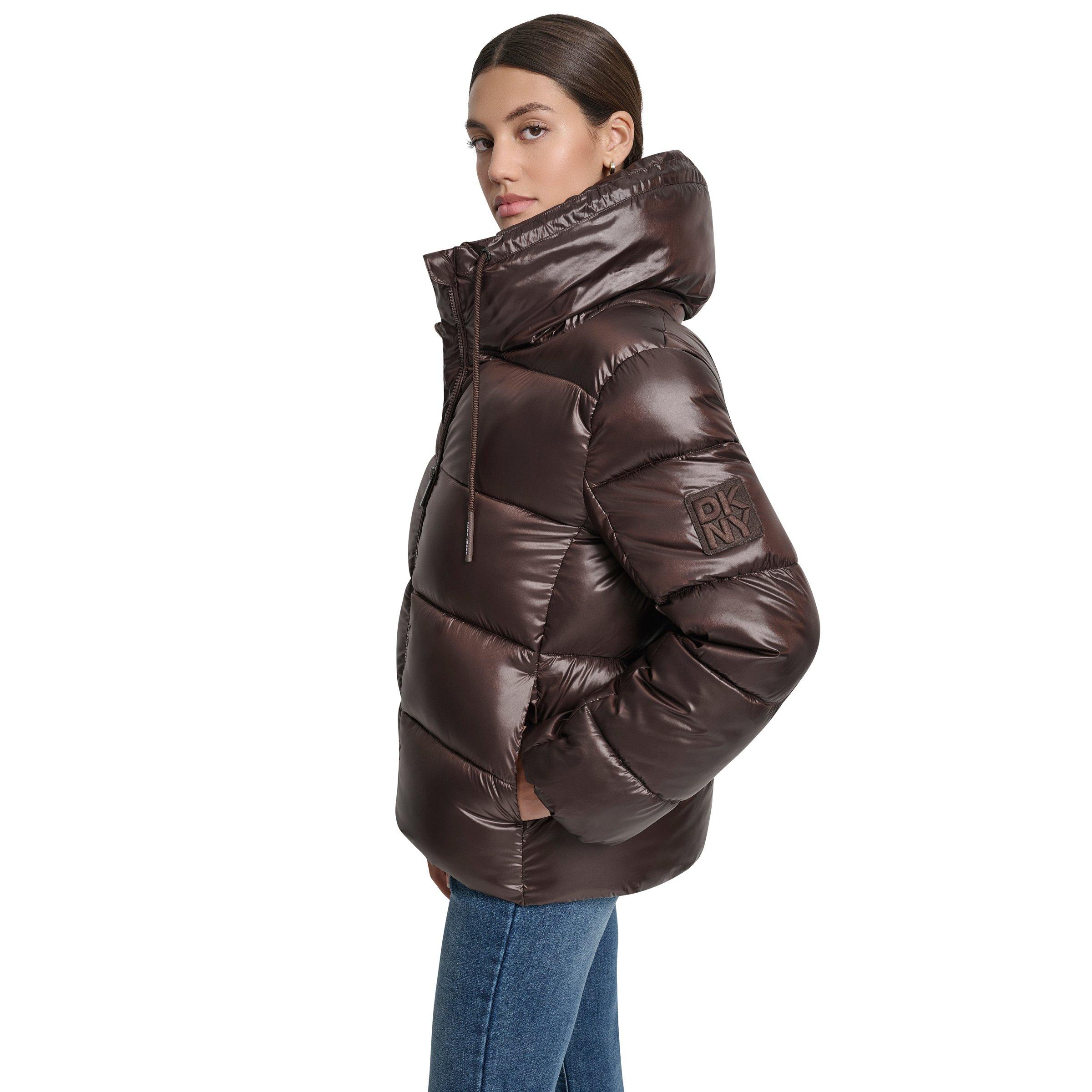 Met Espresso - DKNY - DKNY Puffer Coat w/ Drama Collar - 3