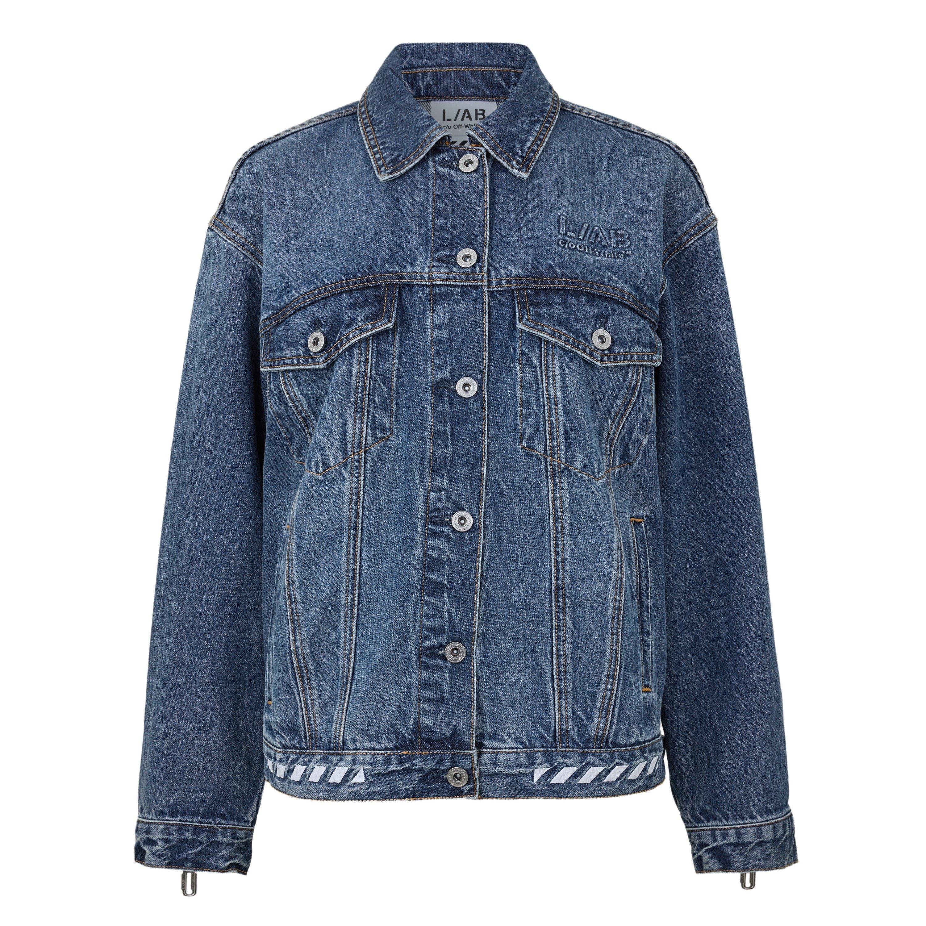 L Ab Off White Women's Oversized-Fit Denim Jacket - Blue - 8 (XS)