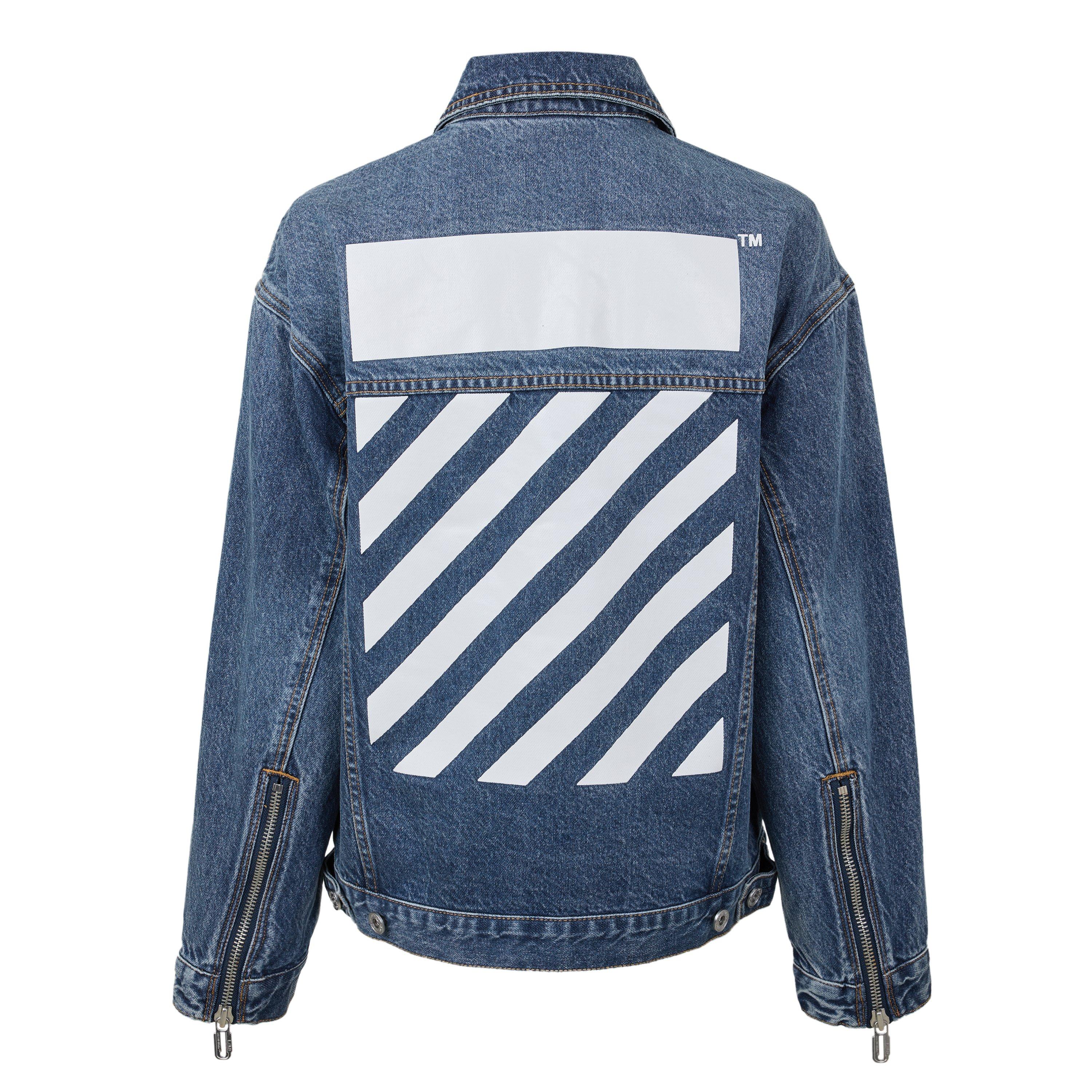 Blue - L AB Off White - Women's Oversized-Fit Denim Jacket - 2