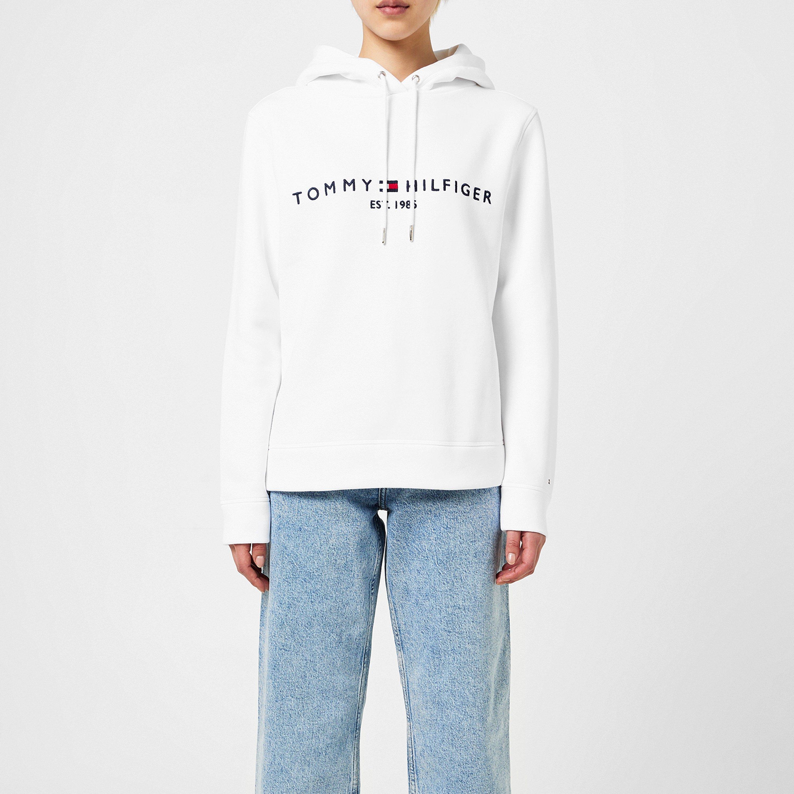 Tommy Hilfiger Women's Essential Hilfiger Hoodie - White Ybr - 16 (XL)