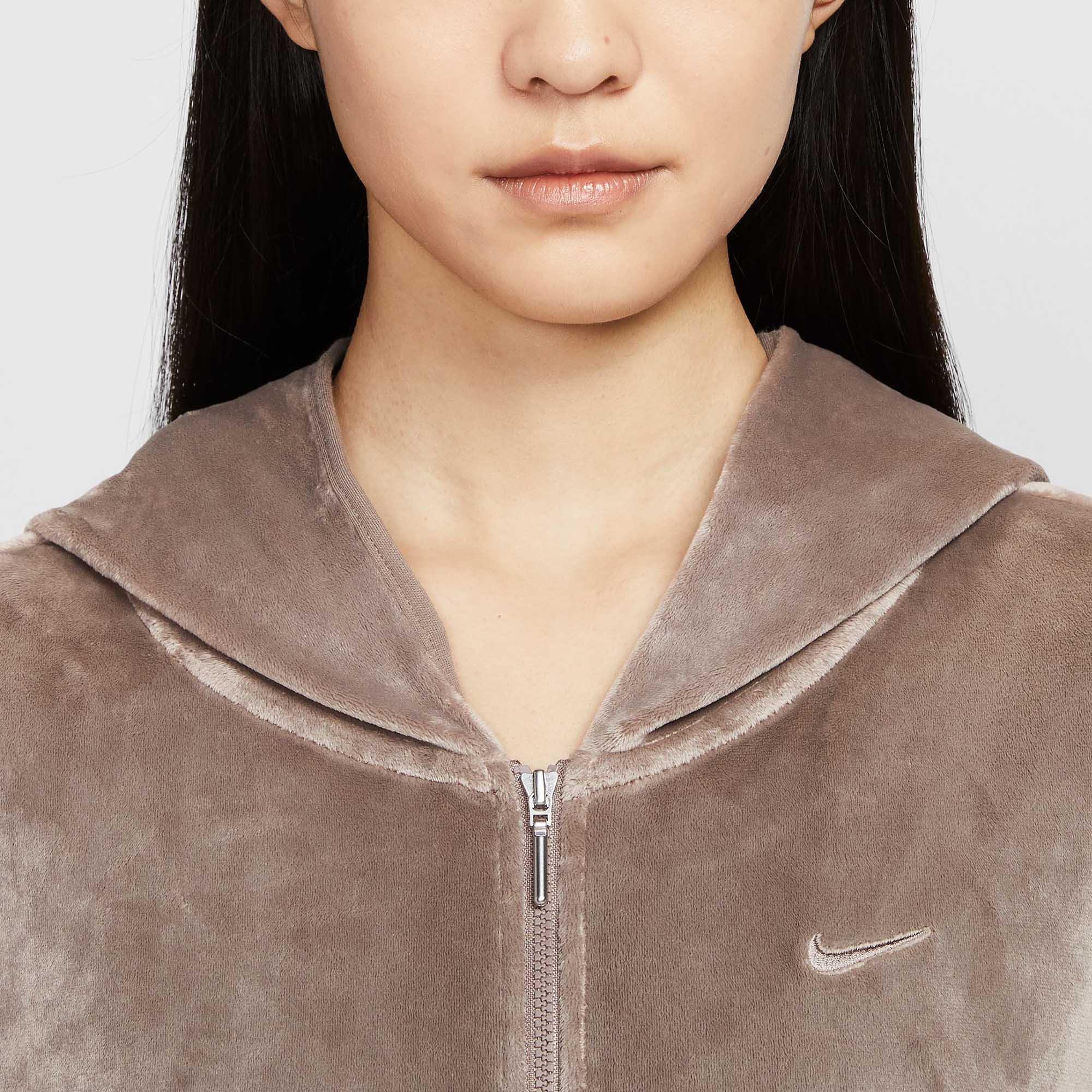 Mink Brown - Nike - Sportswear Chill Knit Womens Loose Velour Full-Zip Hoodie - 3