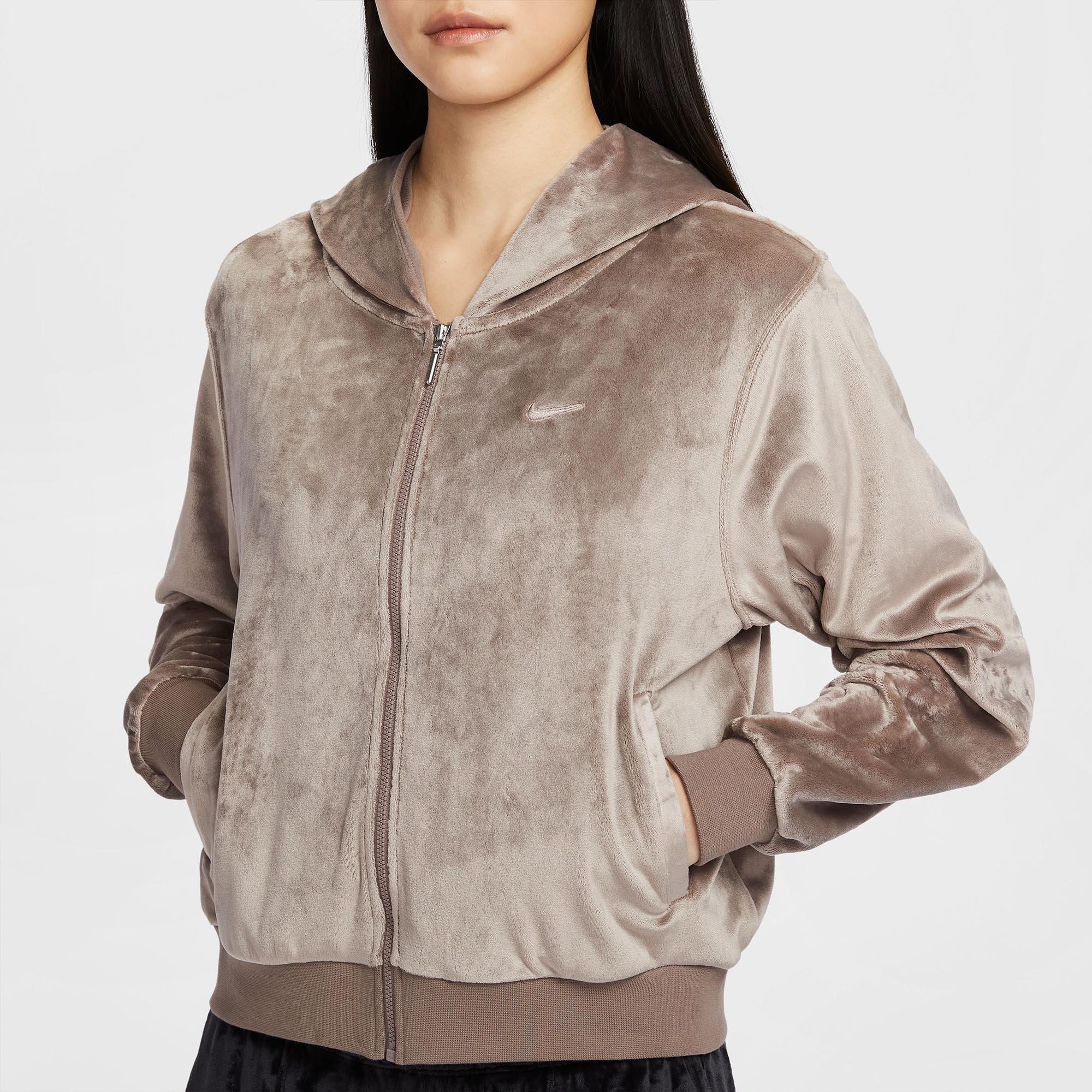 Mink Brown - Nike - Sportswear Chill Knit Womens Loose Velour Full-Zip Hoodie - 7
