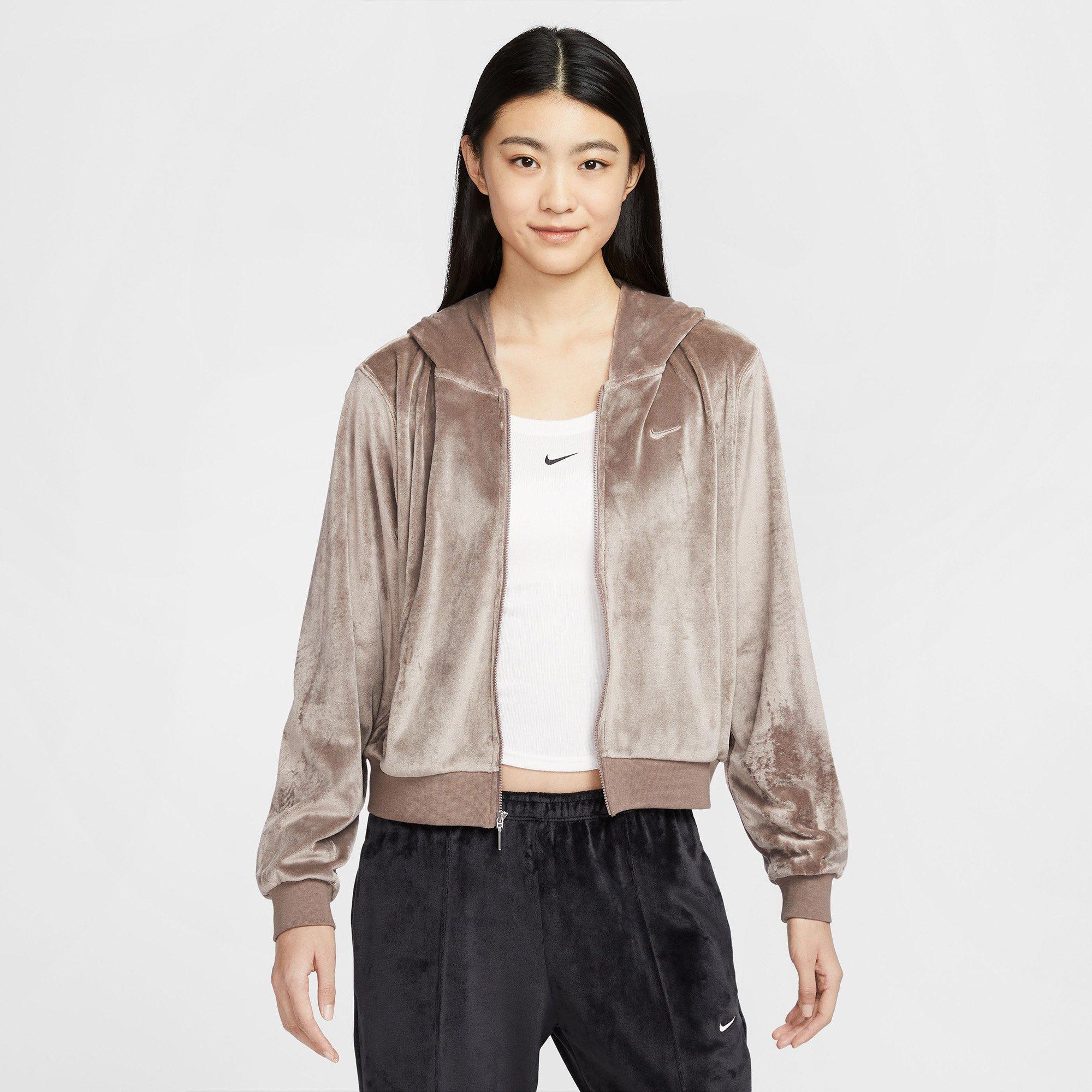 Mink Brown - Nike - Sportswear Chill Knit Womens Loose Velour Full-Zip Hoodie - 8