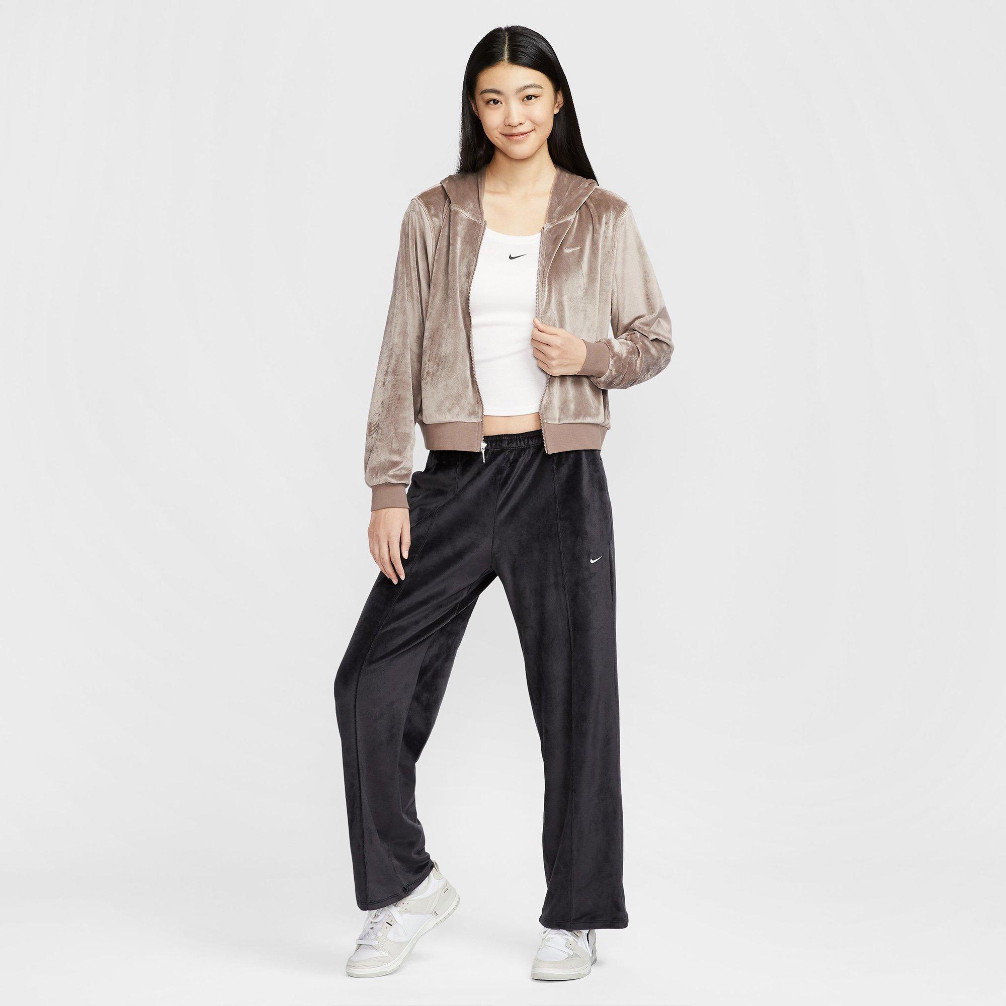 Mink Brown - Nike - Sportswear Chill Knit Womens Loose Velour Full-Zip Hoodie - 9