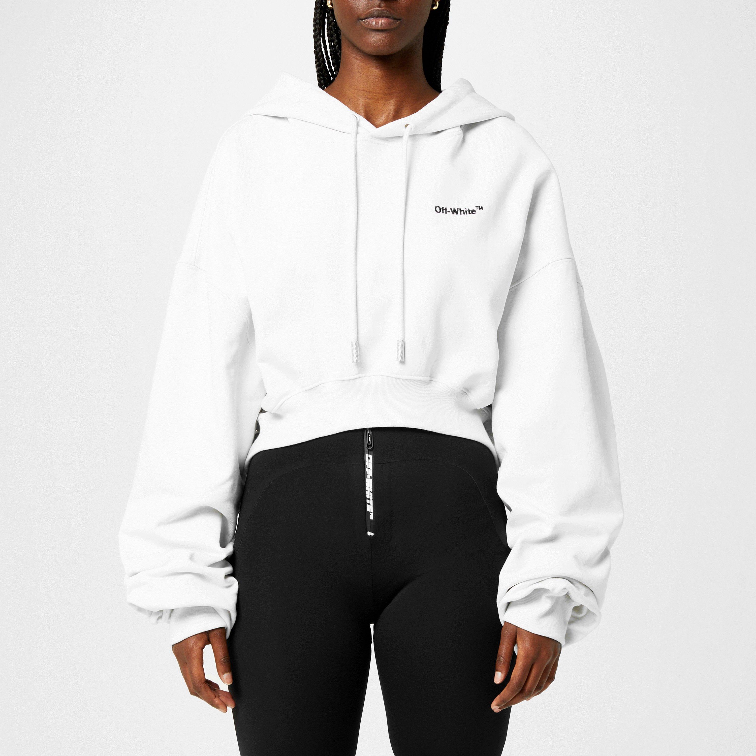 Off White Women's Cropped Hoodie, Cropped Design Cropped