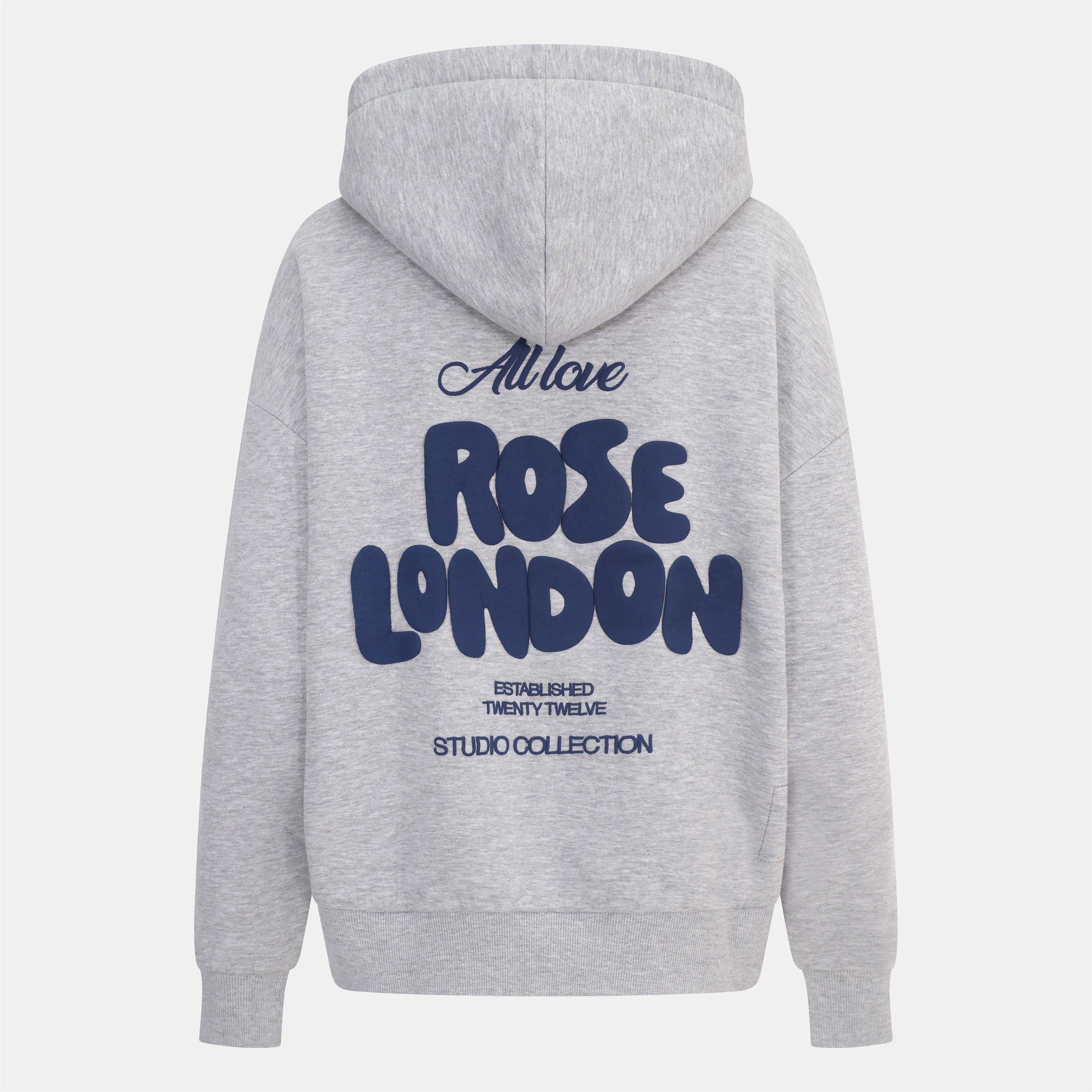 Grey Marl - Rose London - London All Love Hoodie - 2