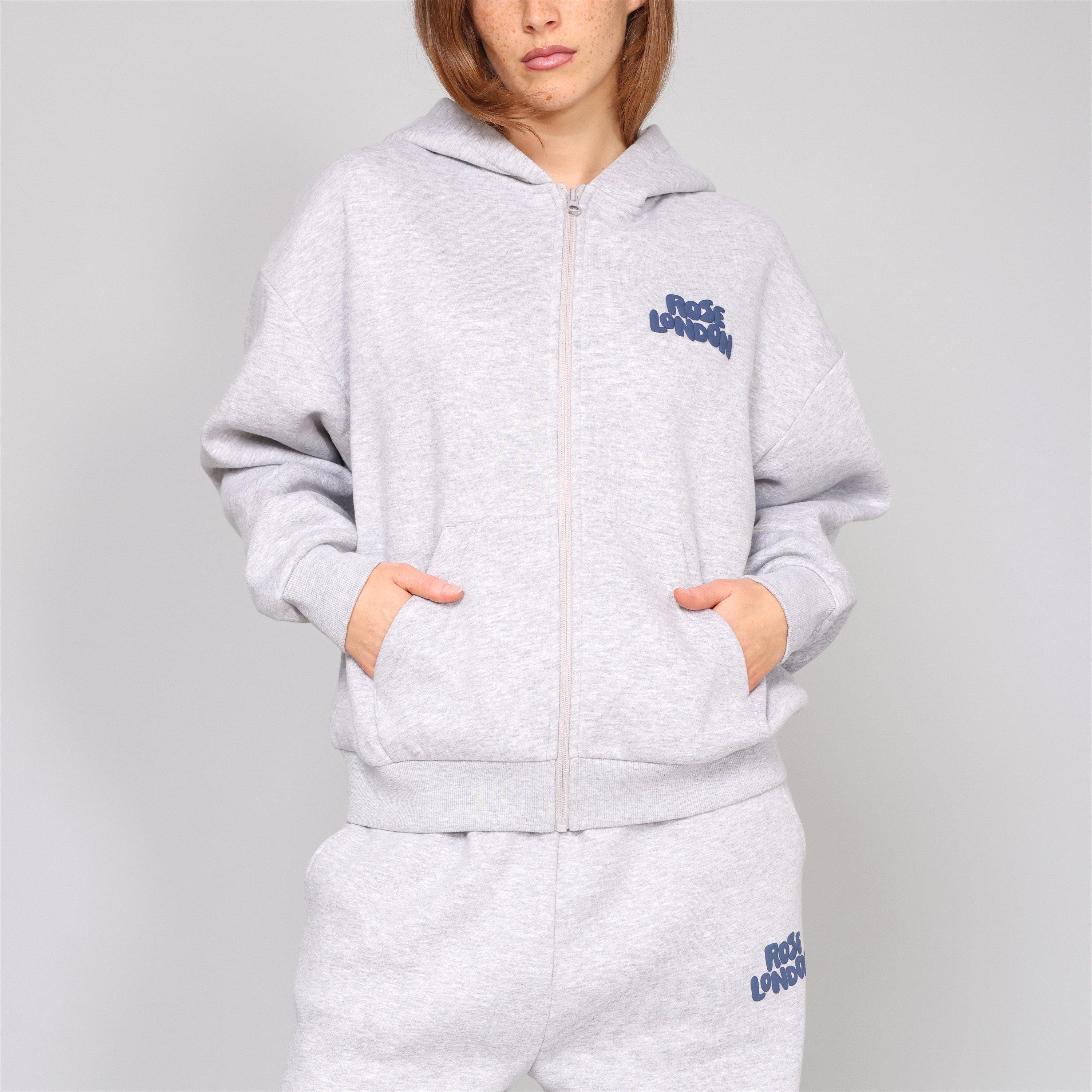 Grey Marl - Rose London - London All Love Hoodie - 3