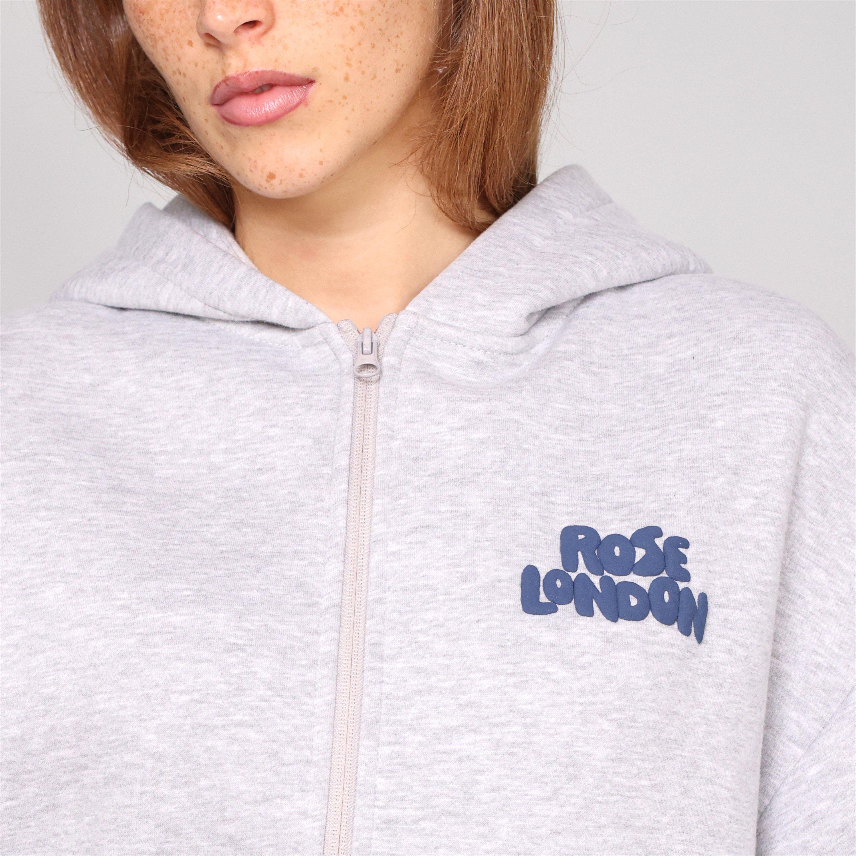 Grey Marl - Rose London - London All Love Hoodie - 5
