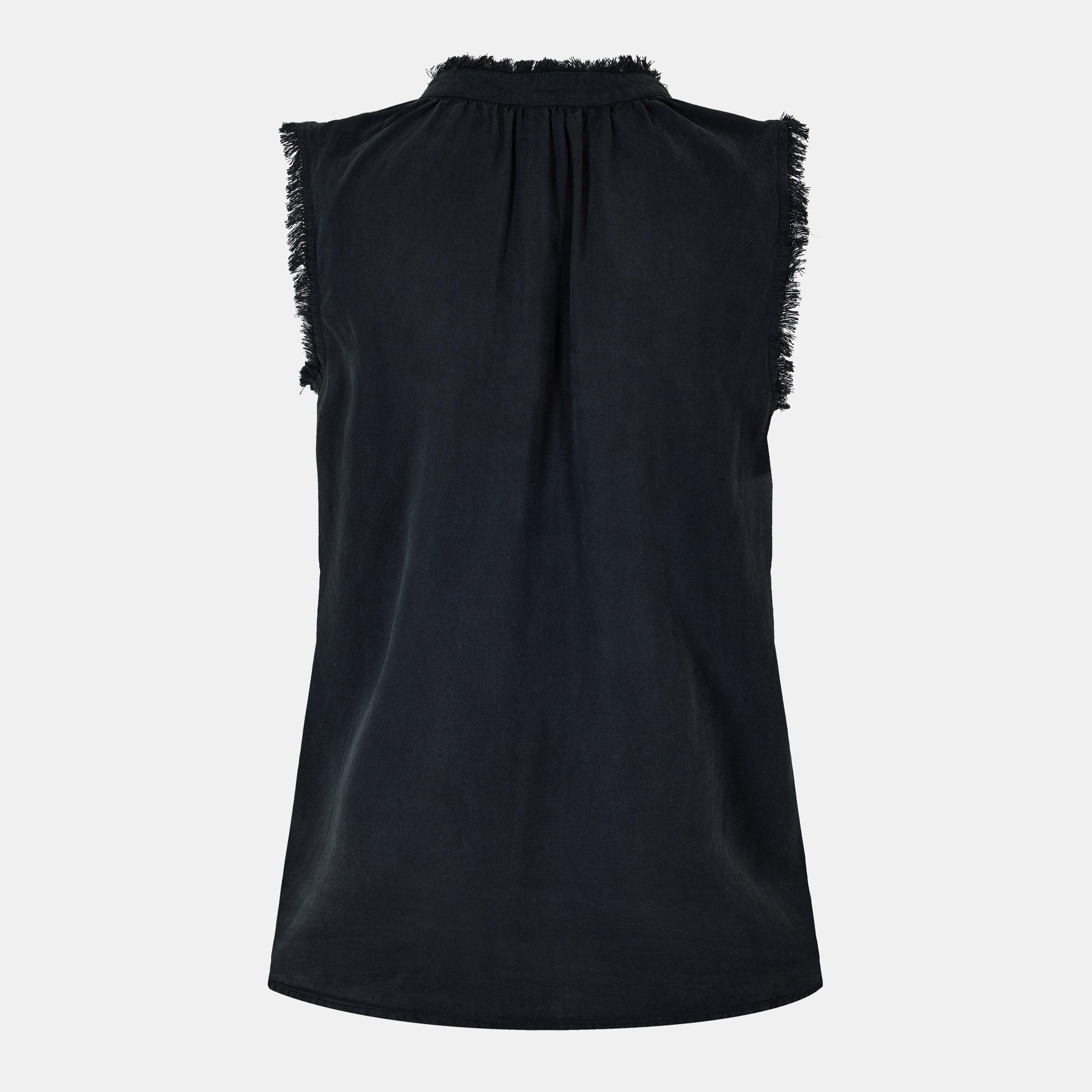 Vintg Black - Bella Dahl - Women's Frayed Raw Edge Relaxed Fit Over the Head Hoodie - 2