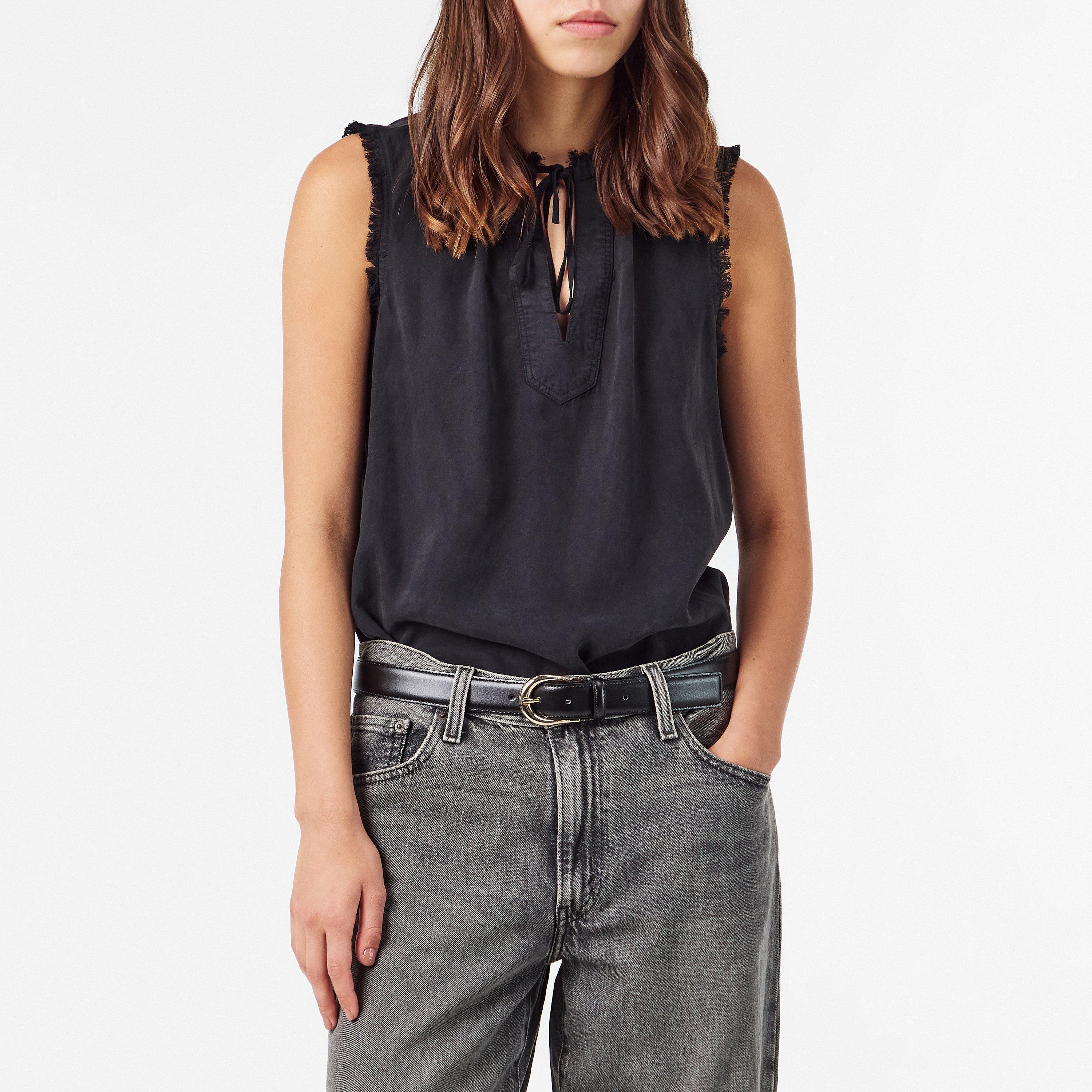 Vintg Black - Bella Dahl - Women's Frayed Raw Edge Relaxed Fit Over the Head Hoodie - 3