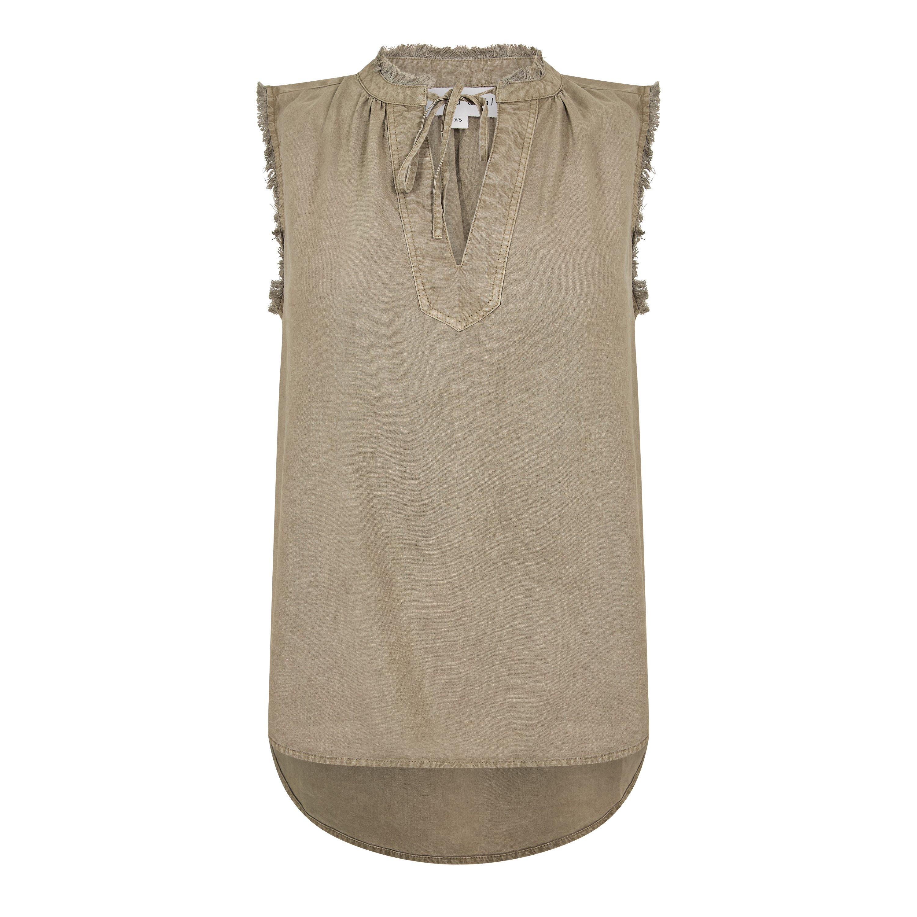 Bella Dahl Women's Frayed Raw Edge Relaxed Fit Over the Head Hoodie