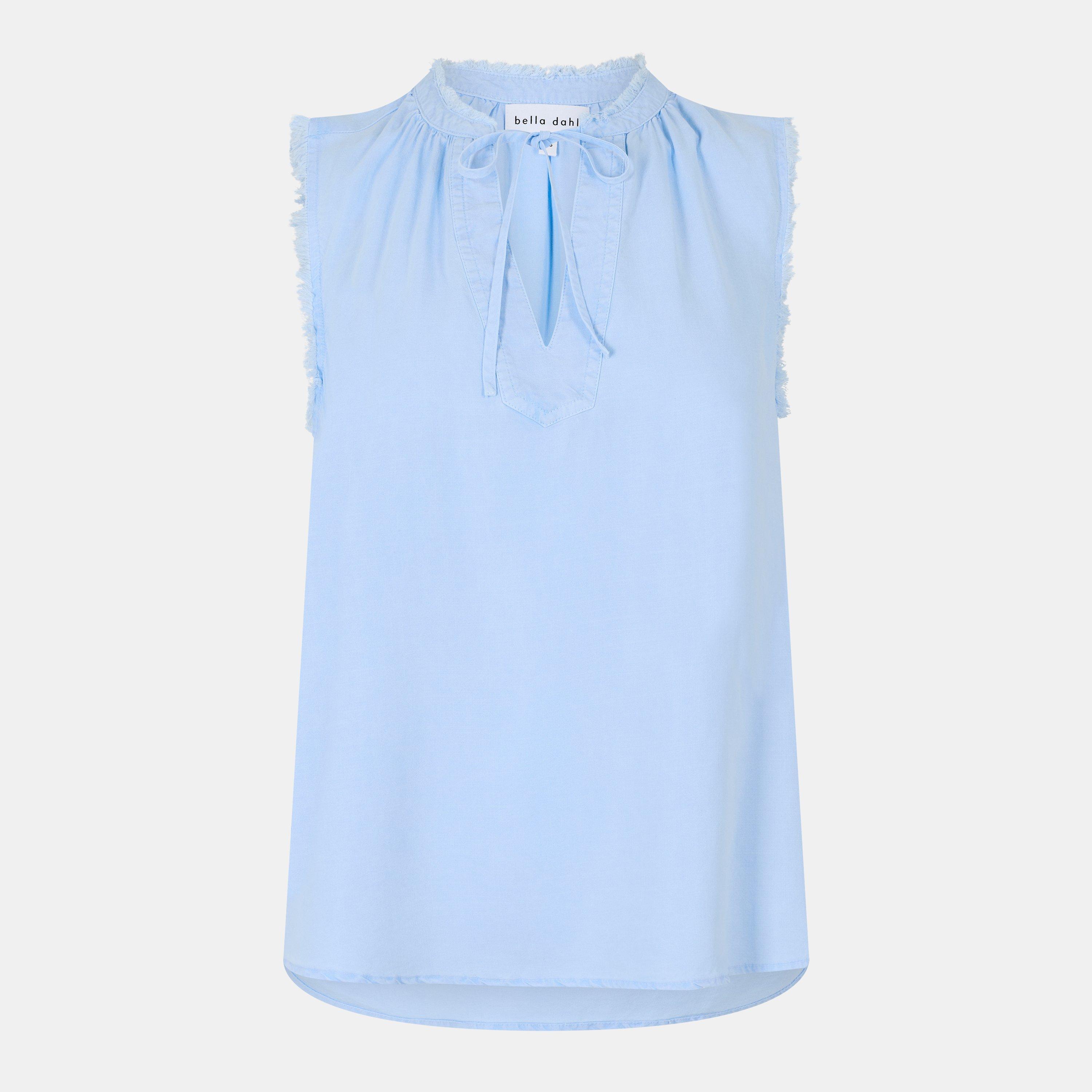 Blue Oasis - Bella Dahl - Women's Frayed Raw Edge Relaxed Fit Over the Head Hoodie - 1