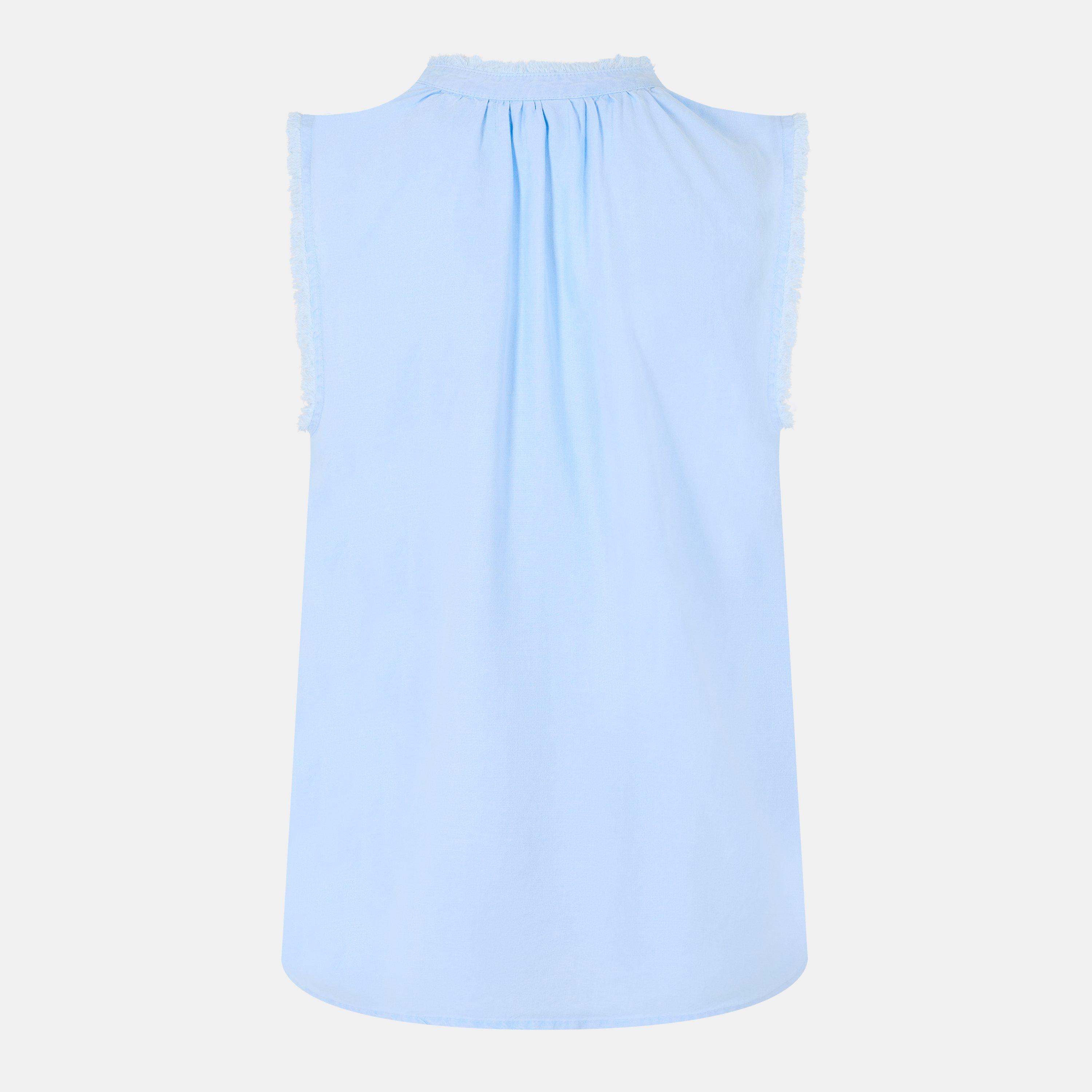 Blue Oasis - Bella Dahl - Women's Frayed Over-the-Head Hoodie - 2