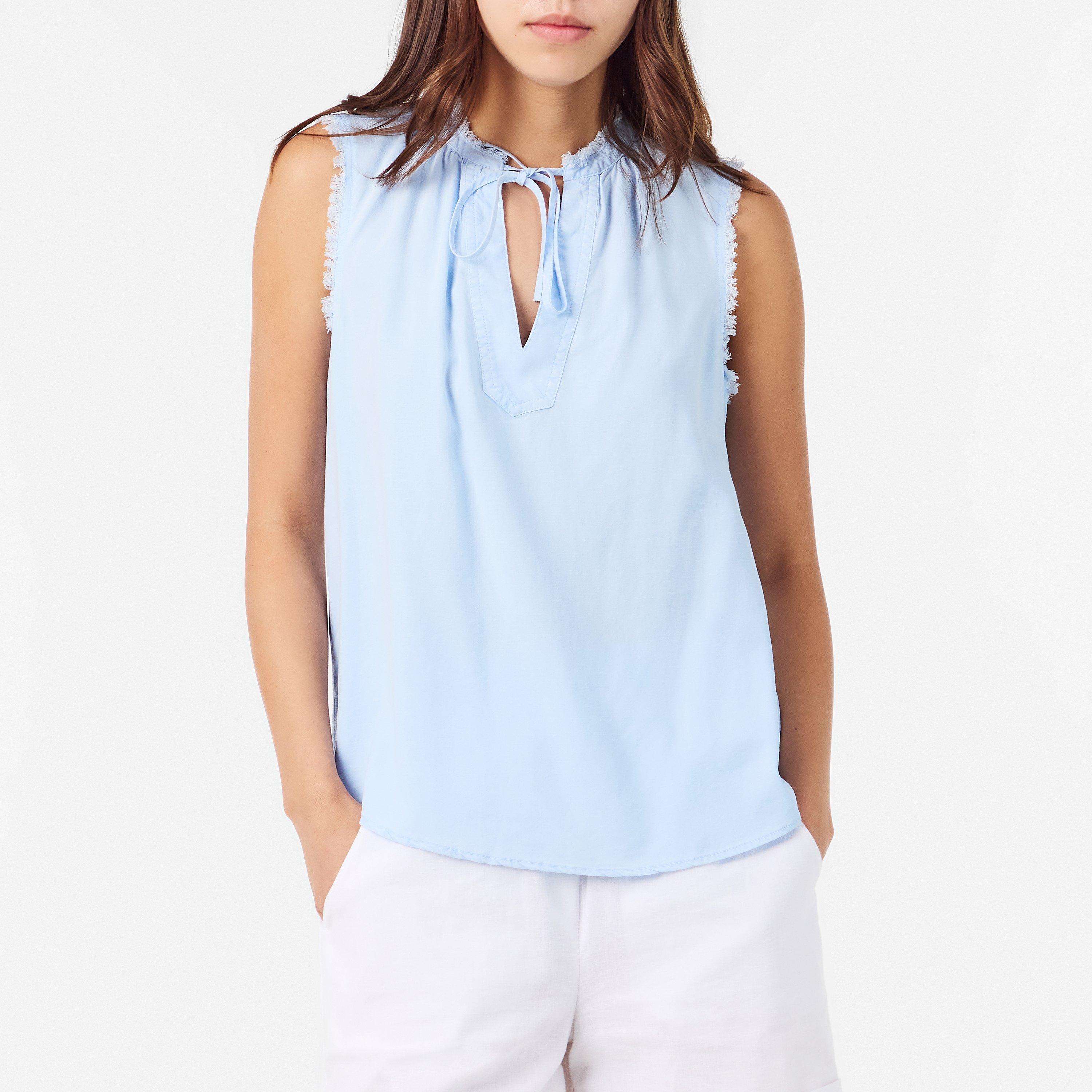 Blue Oasis - Bella Dahl - Women's Frayed Over-the-Head Hoodie - 3