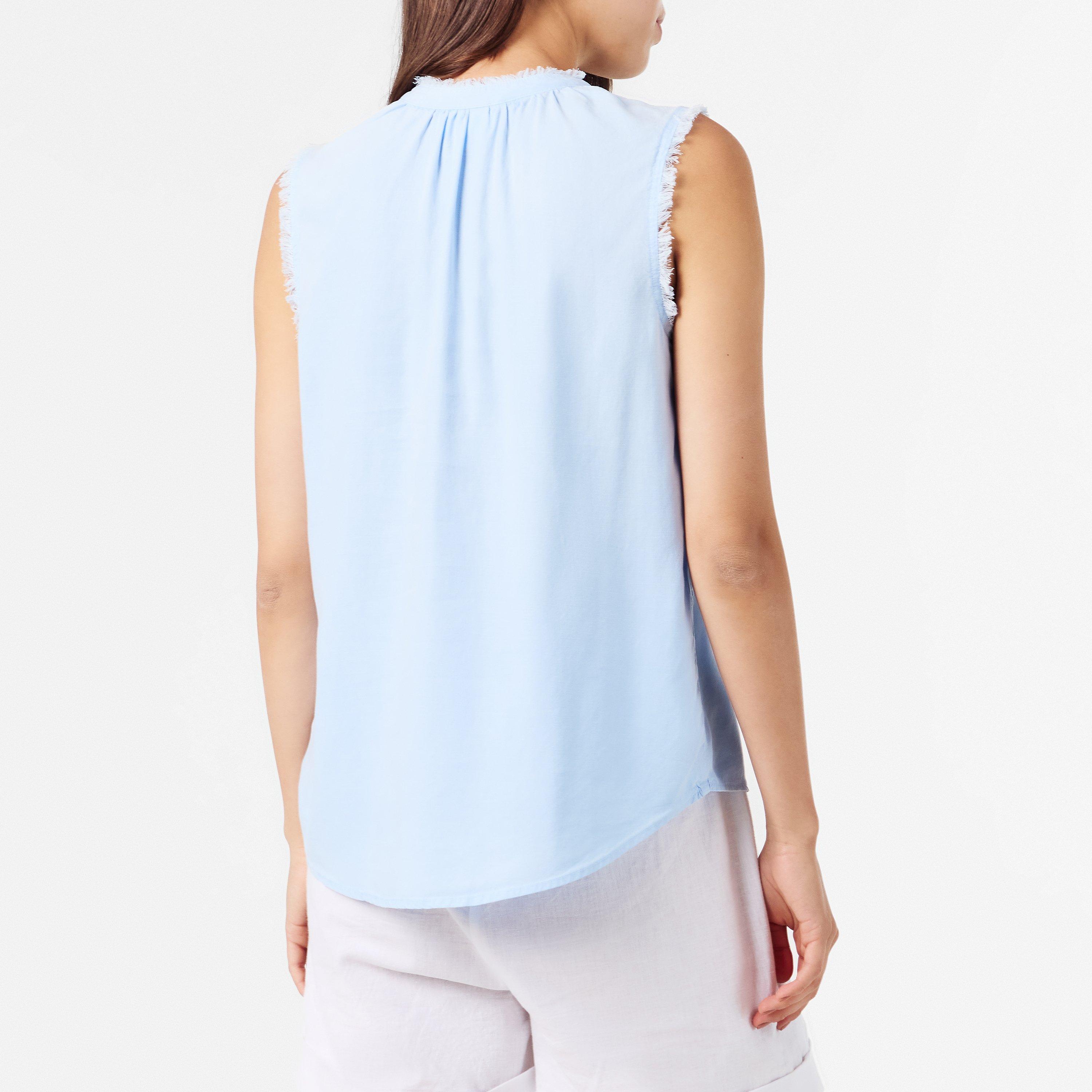 Blue Oasis - Bella Dahl - Women's Frayed Over-the-Head Hoodie - 4