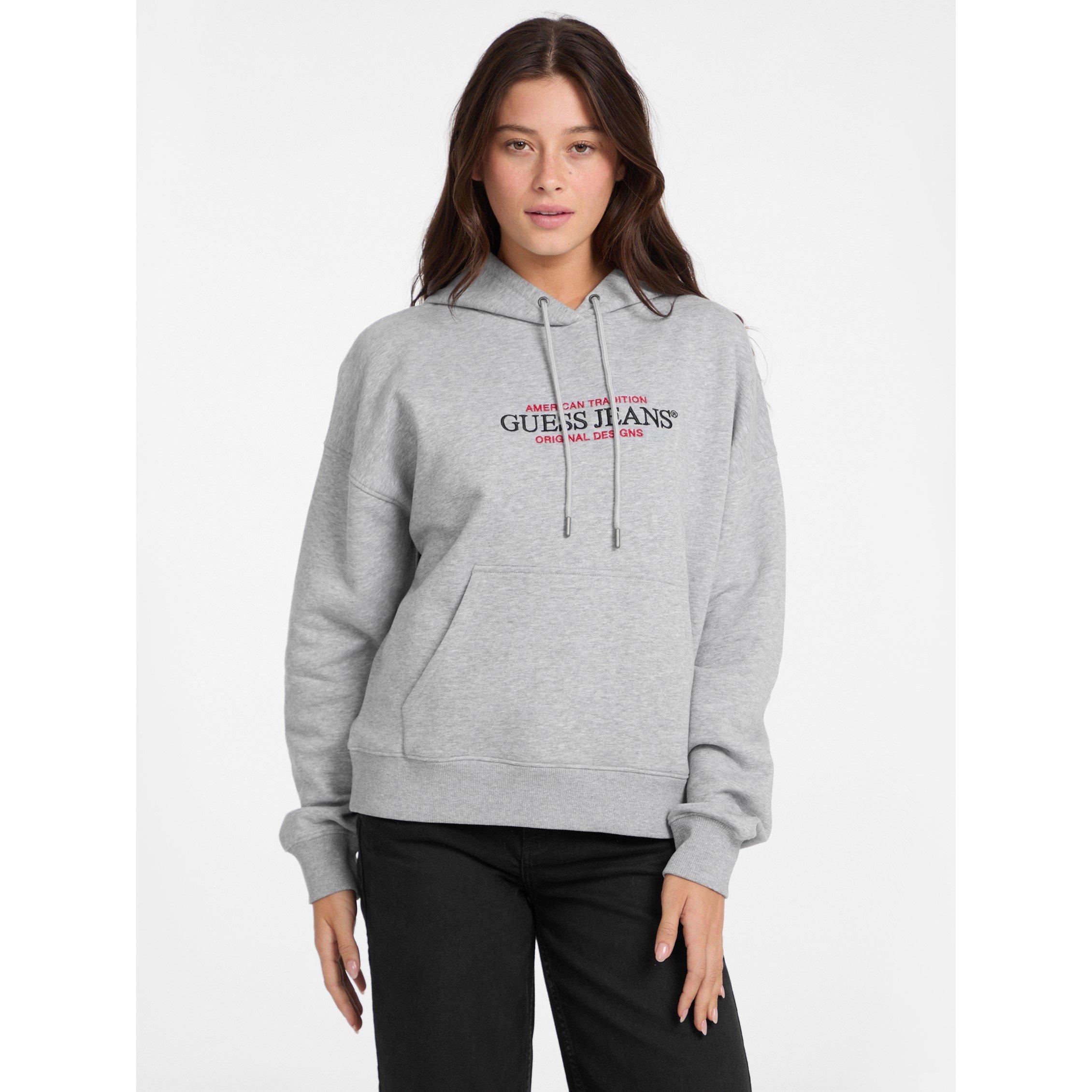 Grey Heather - Guess - Women's American Pull Over Hoodie - 1