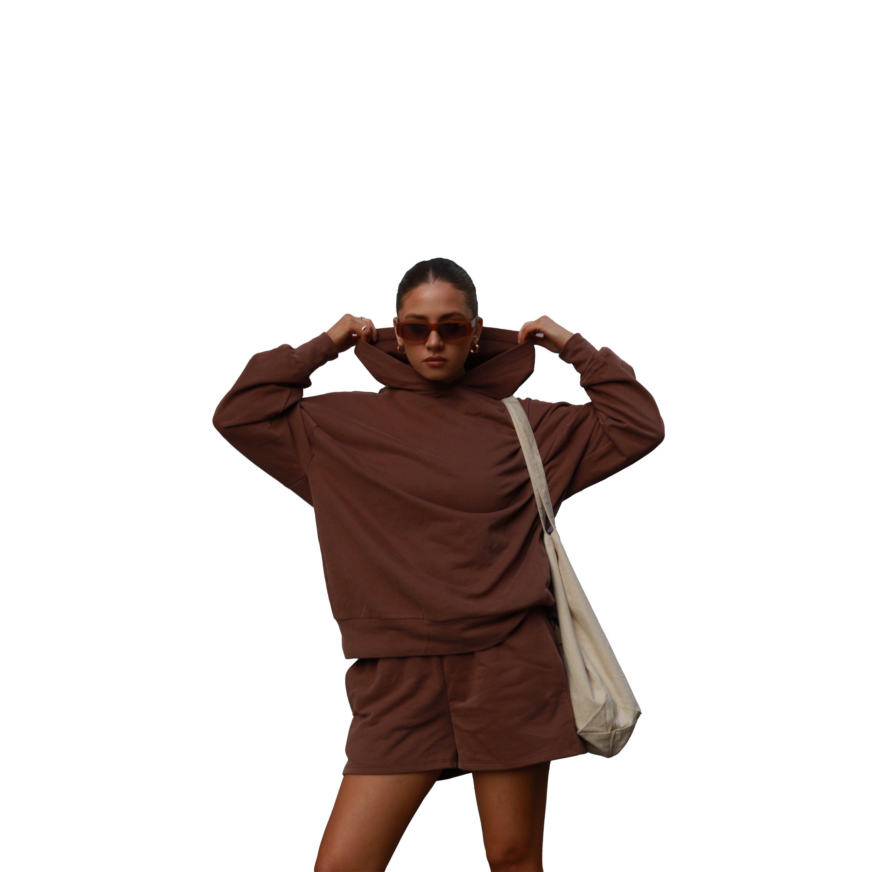 Marrone - Agon - Lounge Boxy Oversized Hoodie - Coffee - 2