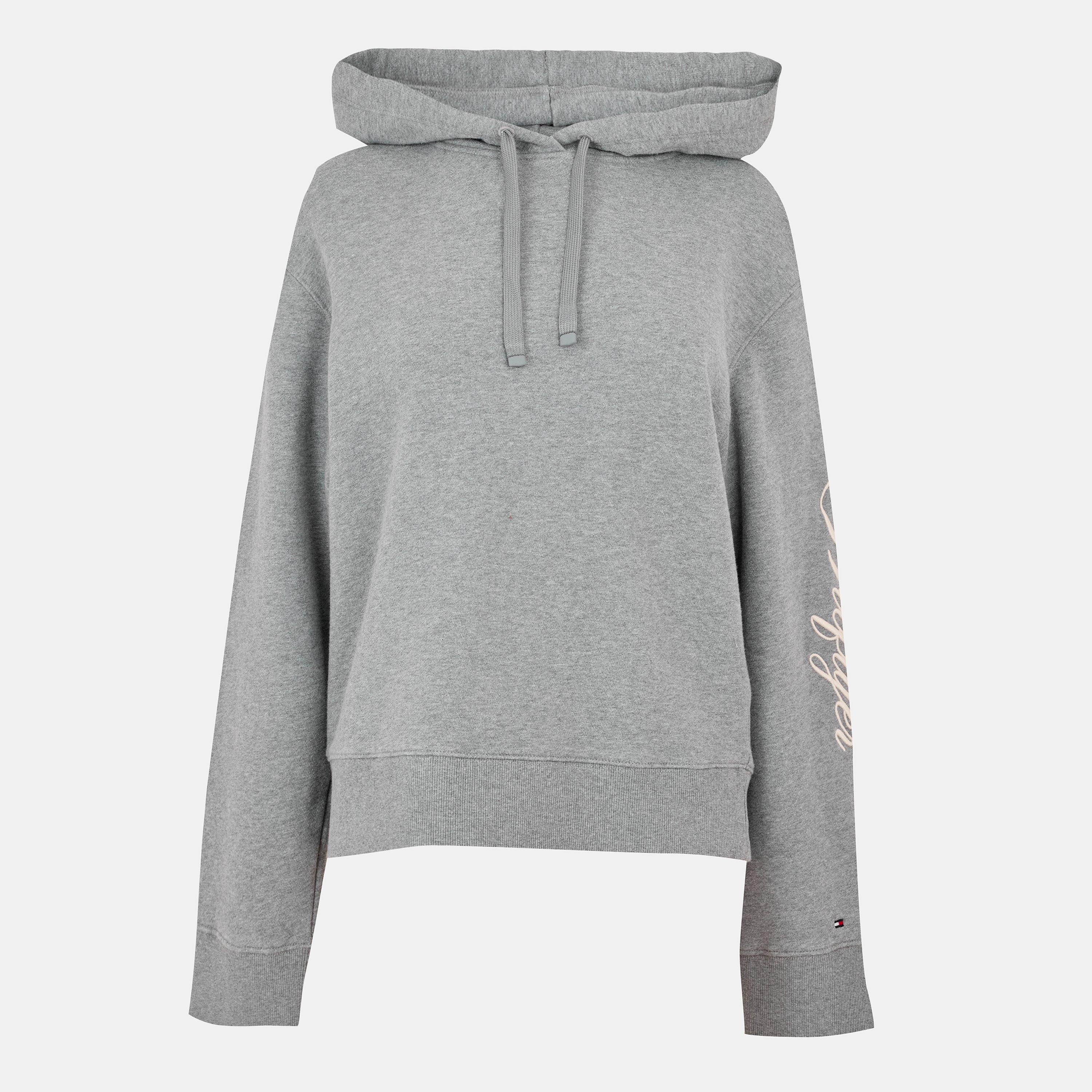Tommy Hilfiger Women's Script Hoodie - Med Grey Heath - Size 10 (S)